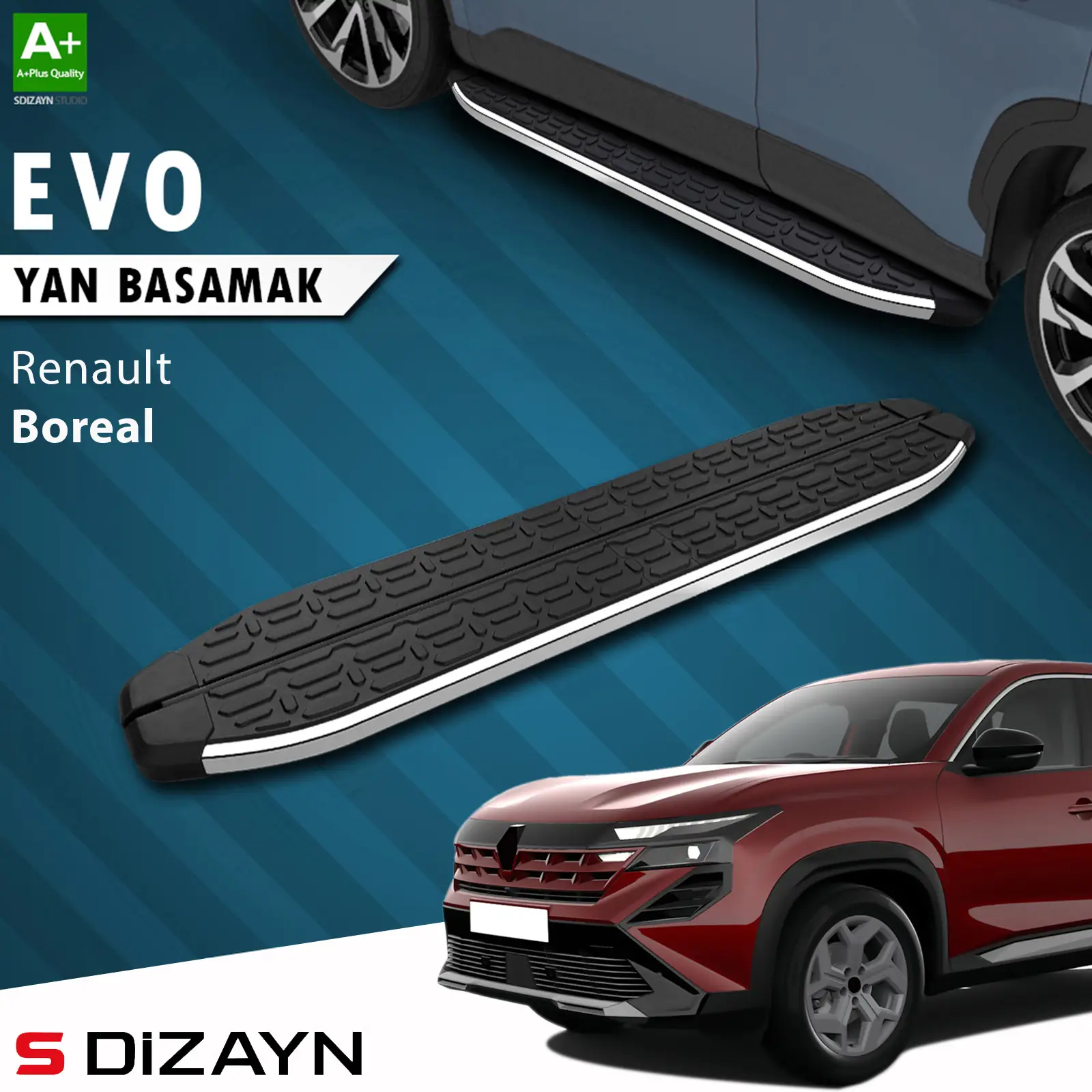 S-Dizayn Renault Boreal Evo Krom Yan Basamak 183 Cm 2025 Üzeri A+ Kalite