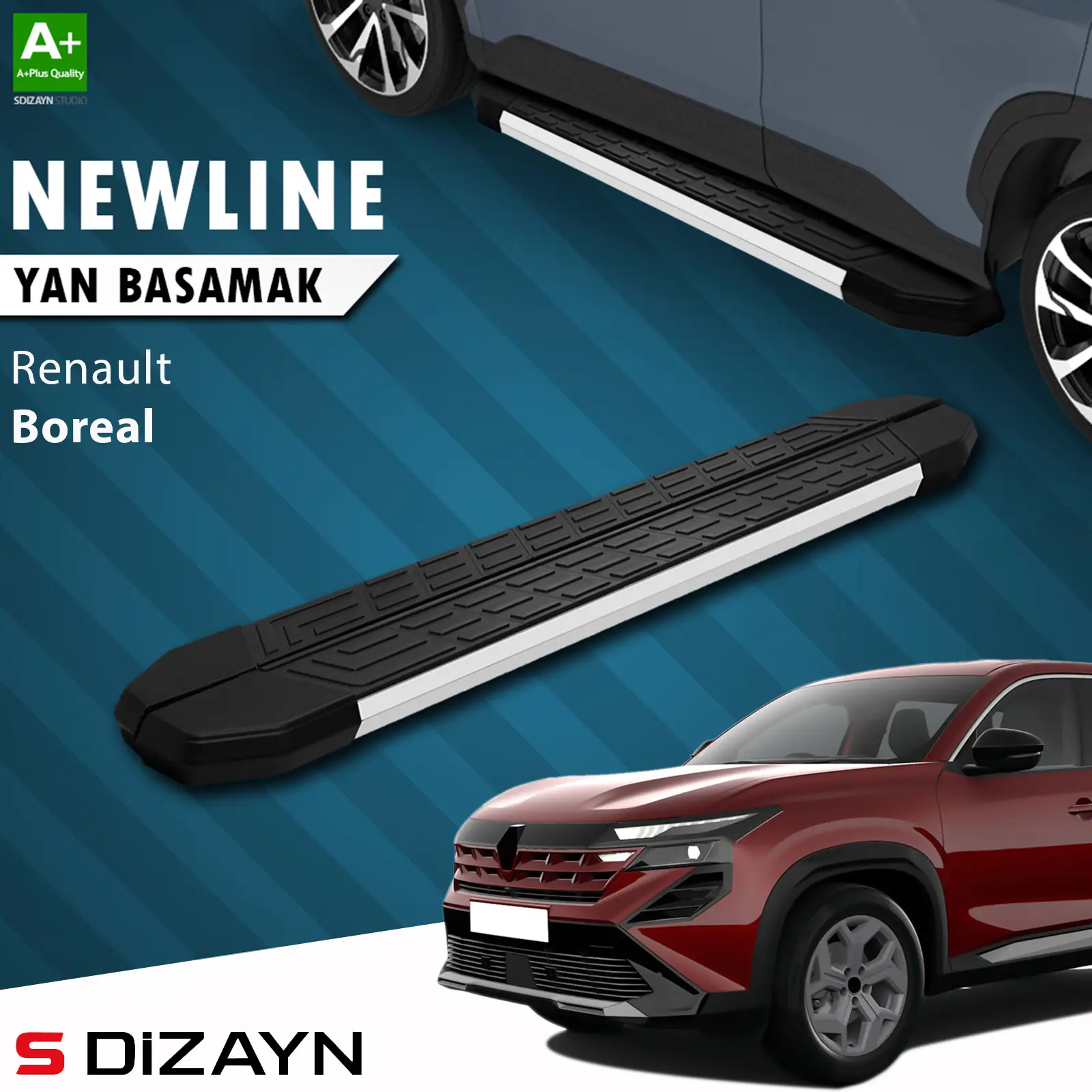 S-Dizayn Renault Boreal NewLine Aluminyum Yan Basamak 183 Cm 2025 Üzeri A+ Kalite