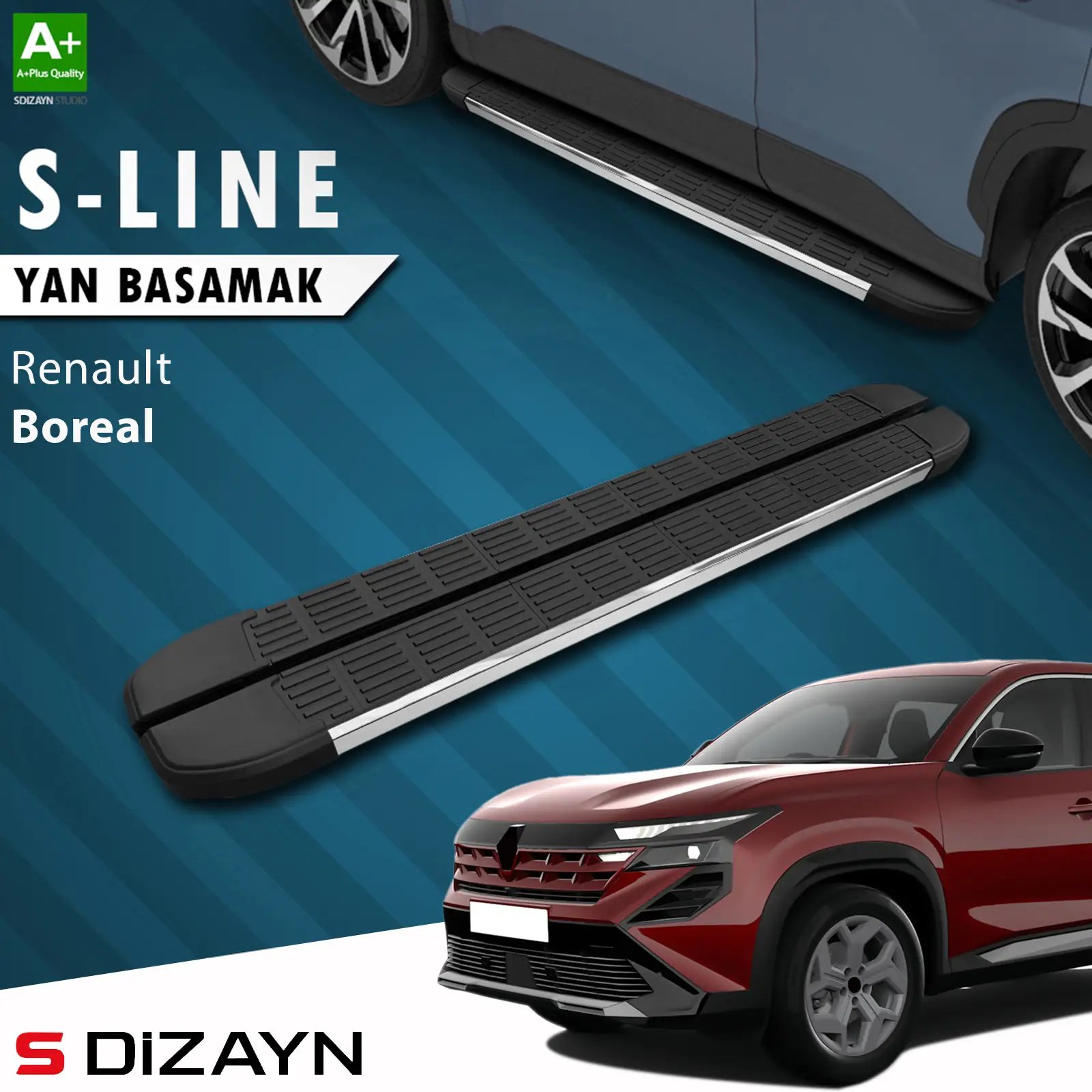 S-Dizayn Renault Boreal S-Line Krom Yan Basamak 183 Cm 2025 Üzeri A+ Kalite