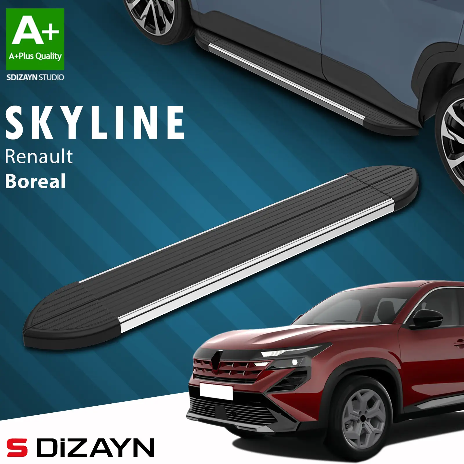 S-Dizayn Renault Boreal Skyline Krom Yan Basamak 183 Cm 2025 Üzeri A+ Kalite