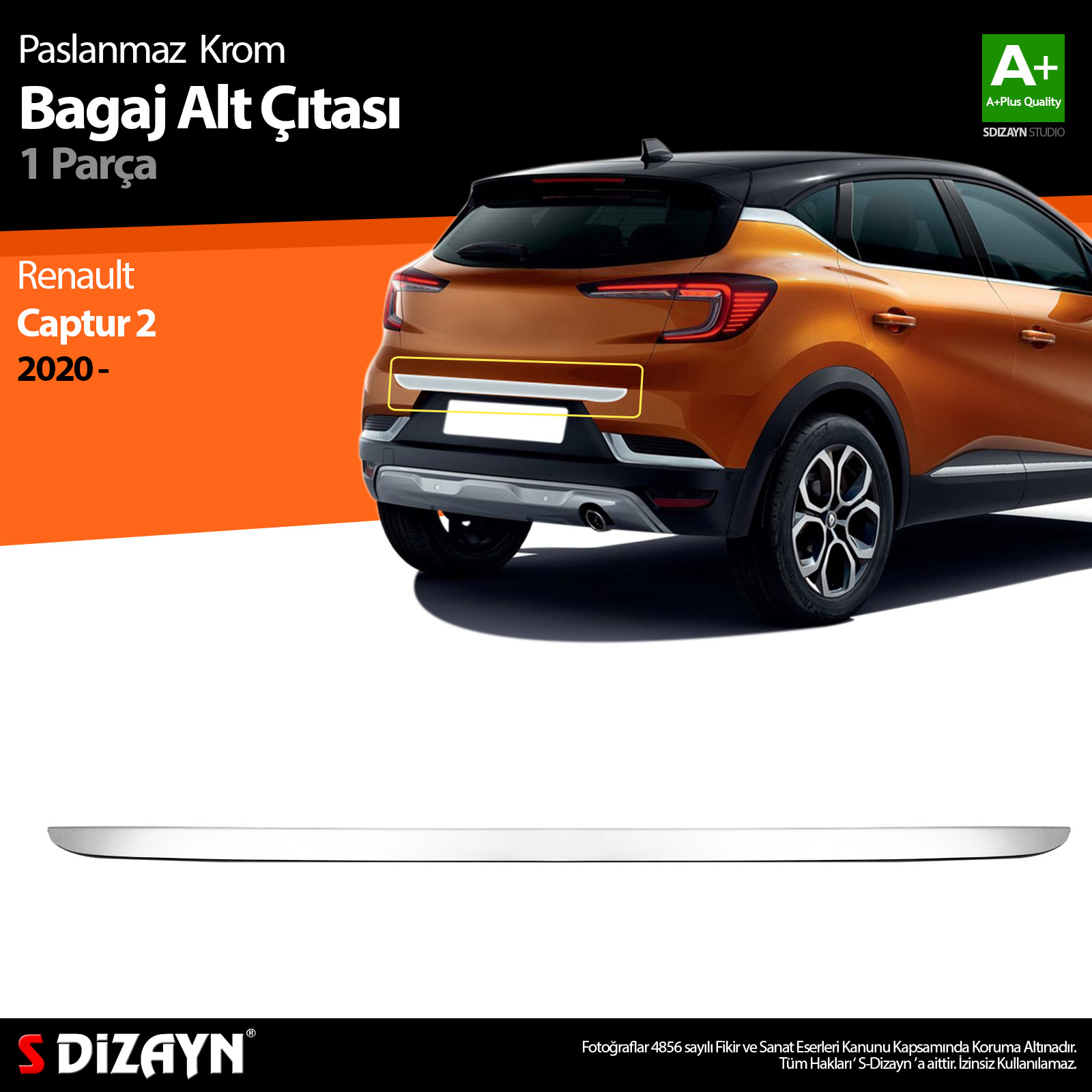 S-Dizayn Renault Captur 2 Krom Bagaj Alt Çıtası 2020 Üzeri S-Dizayn Renault Captur 2 Krom Bagaj Alt Çıtası 2020 Üzeri