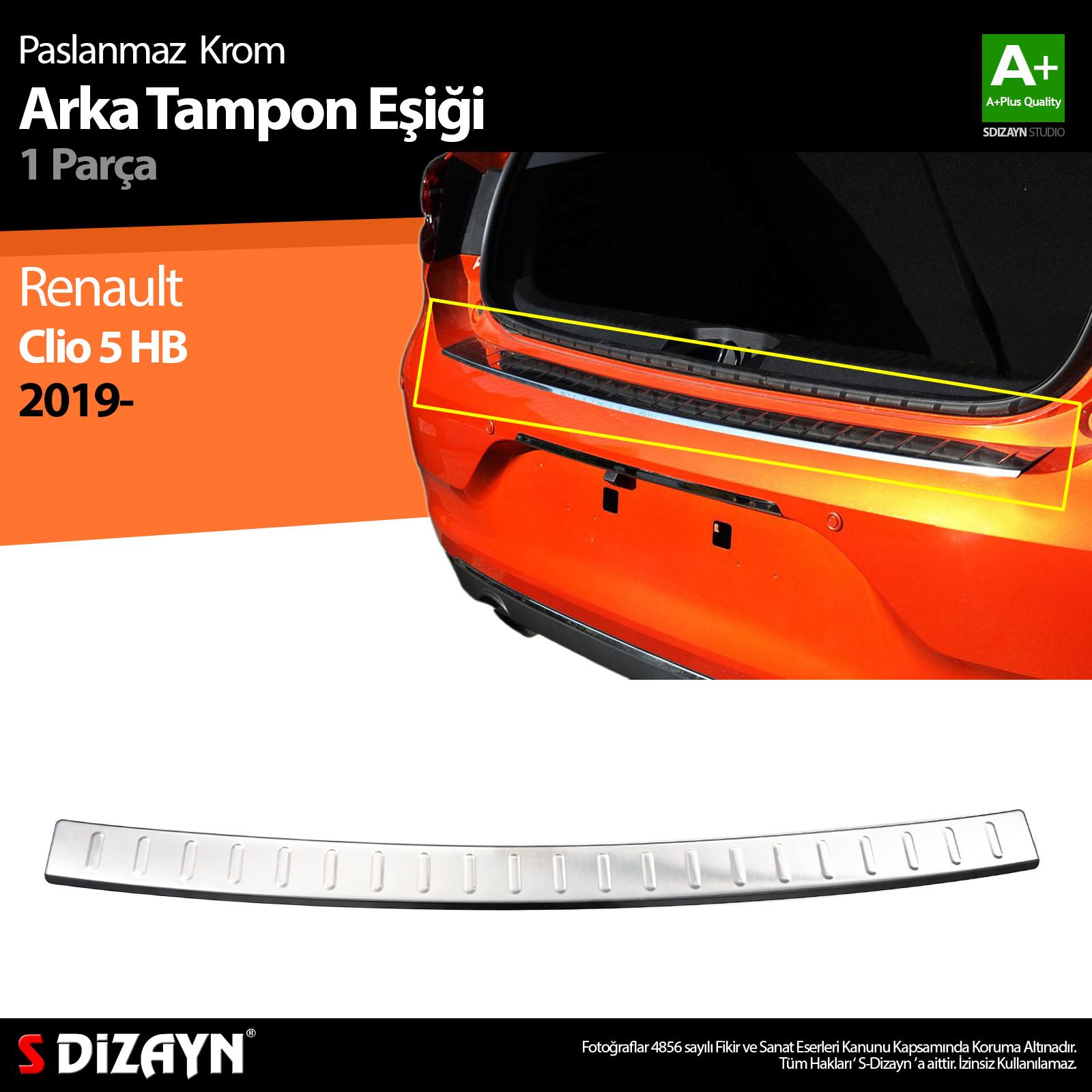 S-Dizayn Renault Clio 5 Krom Arka Tampon Eşiği 2019 Üzeri S-Dizayn Renault Clio 5 Krom Arka Tampon Eşiği 2019 Üzeri