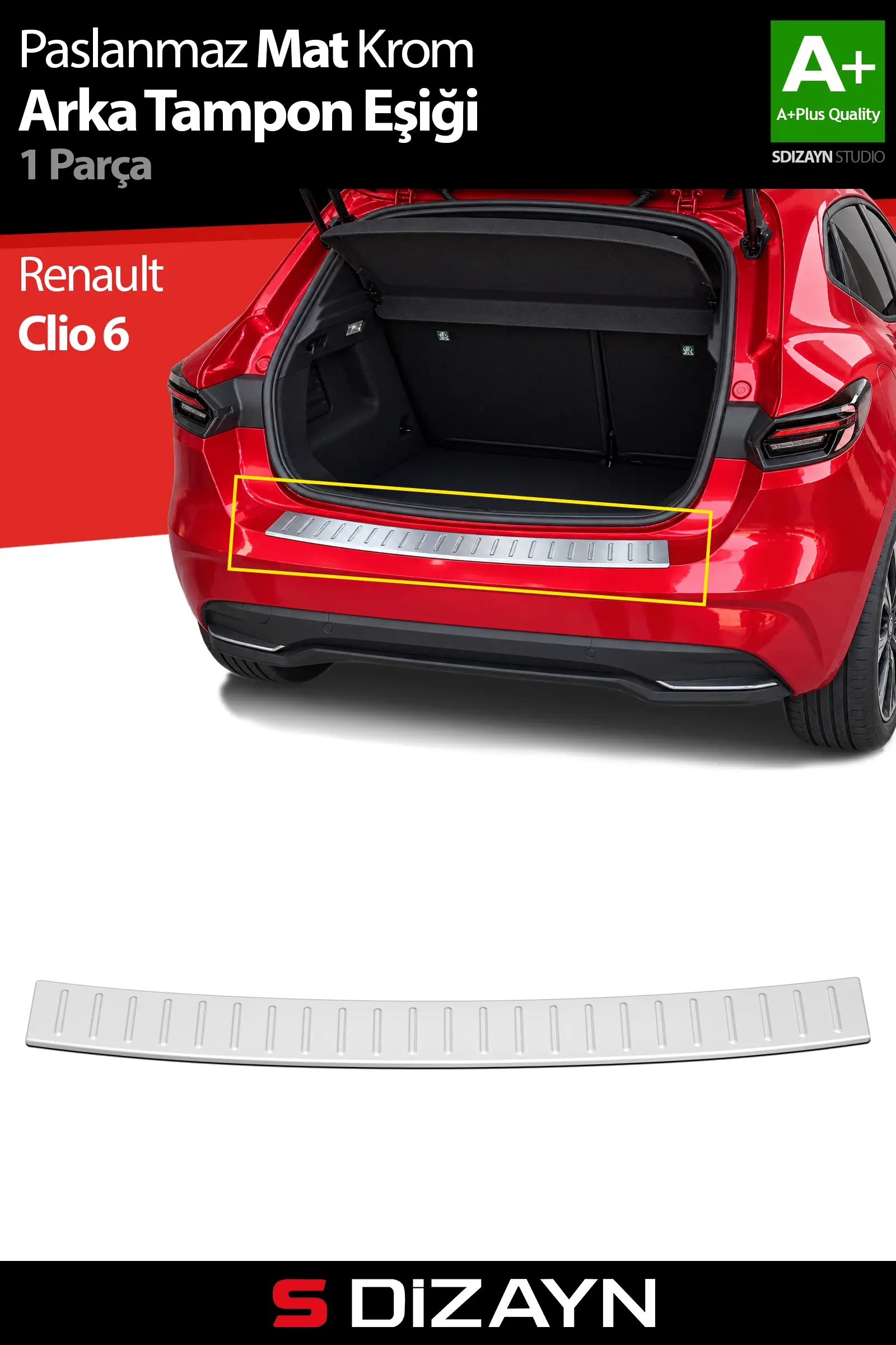 S-Dizayn Renault Clio 6 Krom Arka Tampon Eşiği (Mat Krom) 2025 Üzeri A+ Kalite
