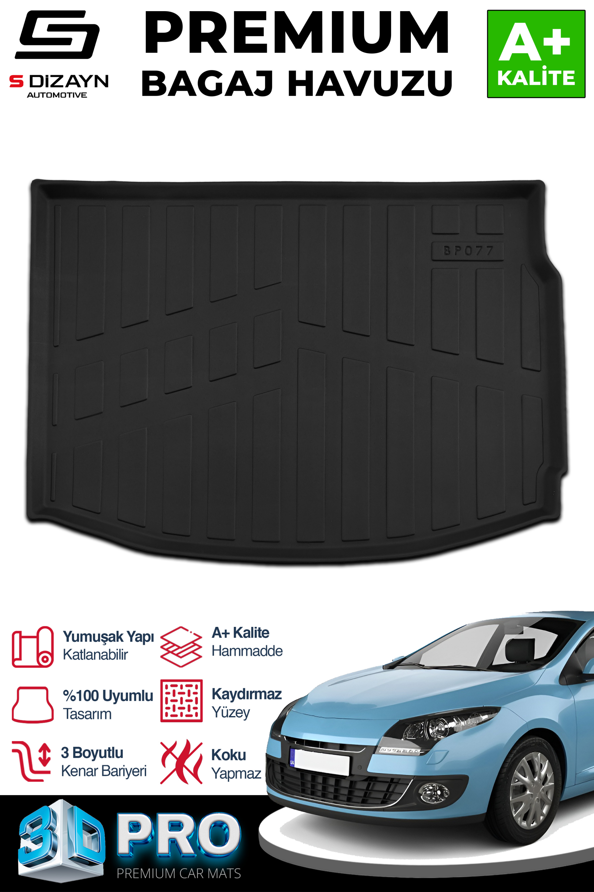 S-Dizayn Renault Megane 3 3D Pro Bagaj Havuzu 2009-2016 A+ Kalite S-Dizayn Renault Megane 3 3D Pro Bagaj Havuzu 2009-2016 A+ Kalite