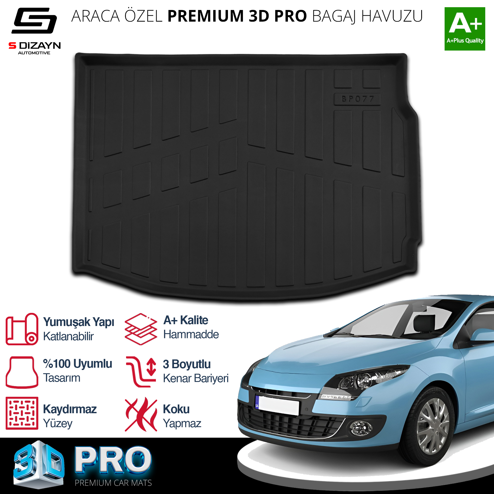 S-Dizayn Renault Megane 3 3D Pro Bagaj Havuzu 2009-2016 A+ Kalite S-Dizayn Renault Megane 3 3D Pro Bagaj Havuzu 2009-2016 A+ Kalite