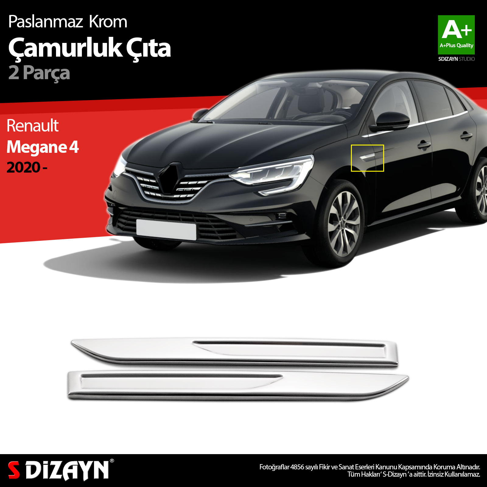 S-Dizayn Renault Megane 4 Krom Çamurluk Sinyal Çıtası 2 Prç. 2020 Üzeri S-Dizayn Renault Megane 4 Krom Çamurluk Sinyal Çıtası 2 Prç. 2020 Üzeri