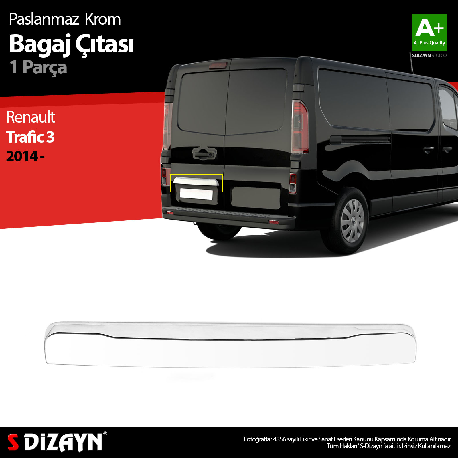 S-Dizayn Renault Trafic Krom Bagaj Çıtası (Çift Kapılı) 2014-2020 S-Dizayn Renault Trafic Krom Bagaj Çıtası (Çift Kapılı) 2014-2020