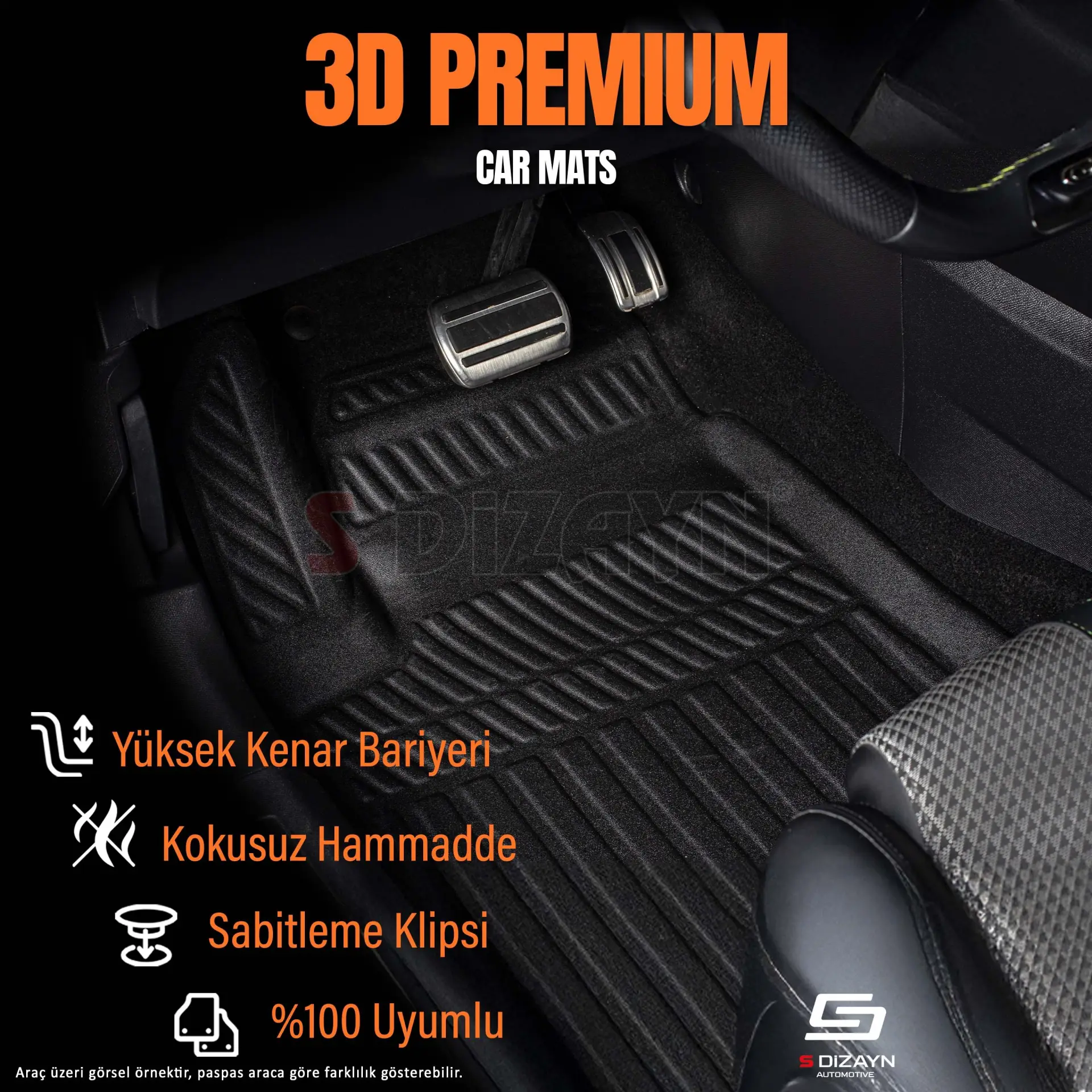 S-Dizayn Seat Ibiza 3D Pro Havuzlu Paspas 2008-2017 A+ Kalite