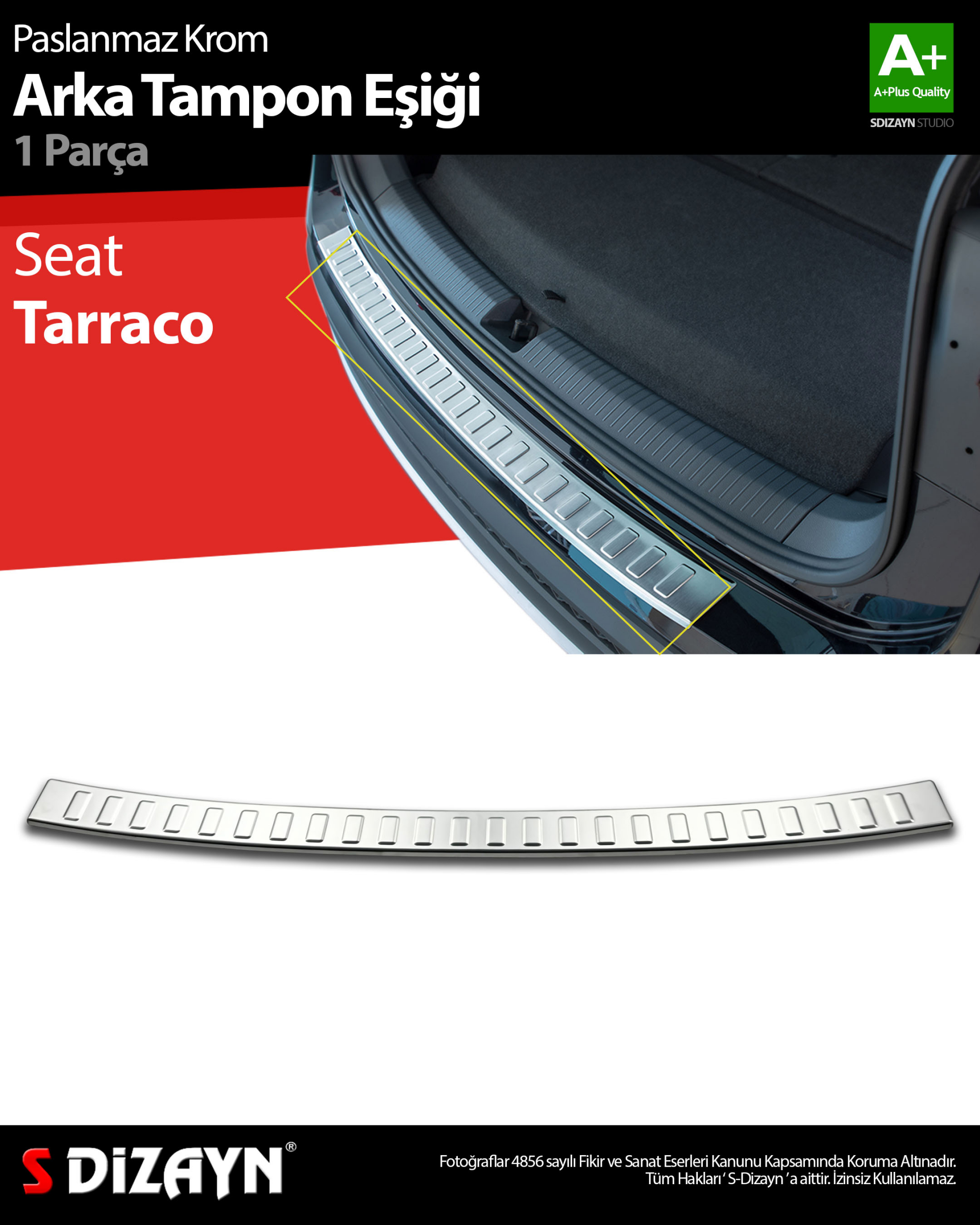 S-Dizayn Seat Tarraco Krom Arka Tampon Eşiği 2018 Üzeri S-Dizayn Seat Tarraco Krom Arka Tampon Eşiği 2018 Üzeri