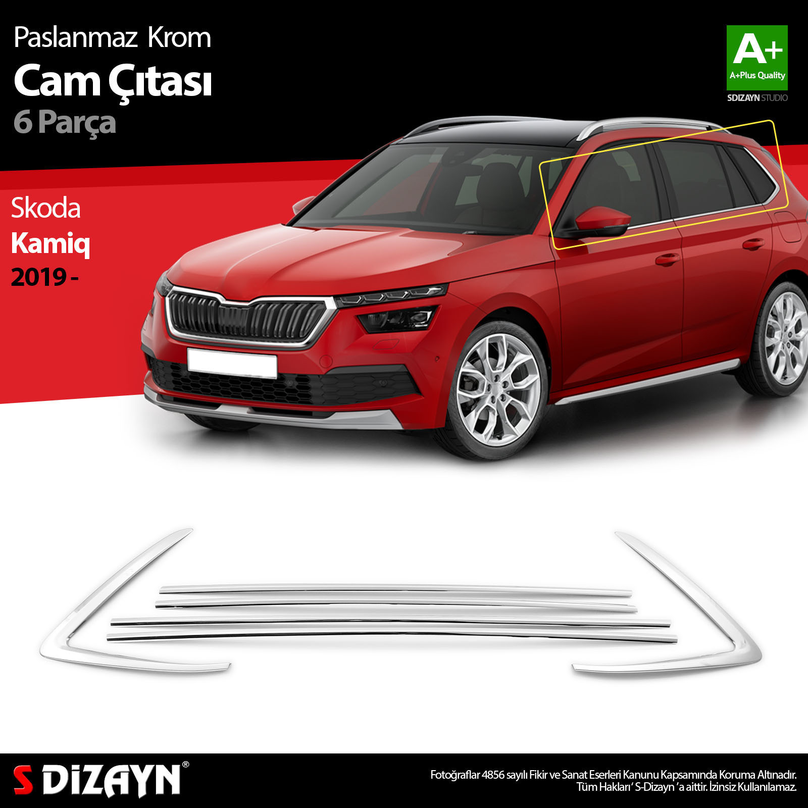 S-Dizayn Skoda Kamiq Krom Cam Çıtası 6 Prç 2019 Üzeri S-Dizayn Skoda Kamiq Krom Cam Çıtası 6 Prç 2019 Üzeri