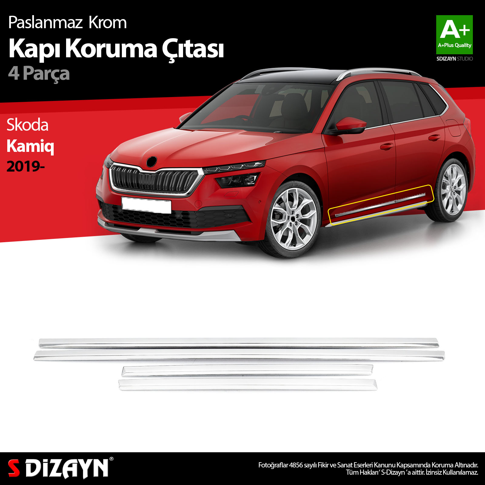 S-Dizayn Skoda Kamiq Krom Kapı Koruma Çıtası 4 Prç. 2019 Üzeri S-Dizayn Skoda Kamiq Krom Kapı Koruma Çıtası 4 Prç. 2019 Üzeri