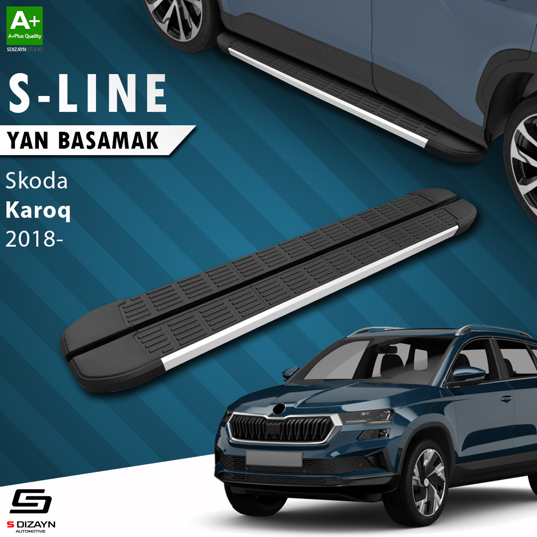 S-Dizayn Skoda Karoq S-Line Aluminyum Yan Basamak 173 Cm 2018 Üzeri A+ Kalite S-Dizayn Skoda Karoq S-Line Aluminyum Yan Basamak 173 Cm 2018 Üzeri A+ Kalite