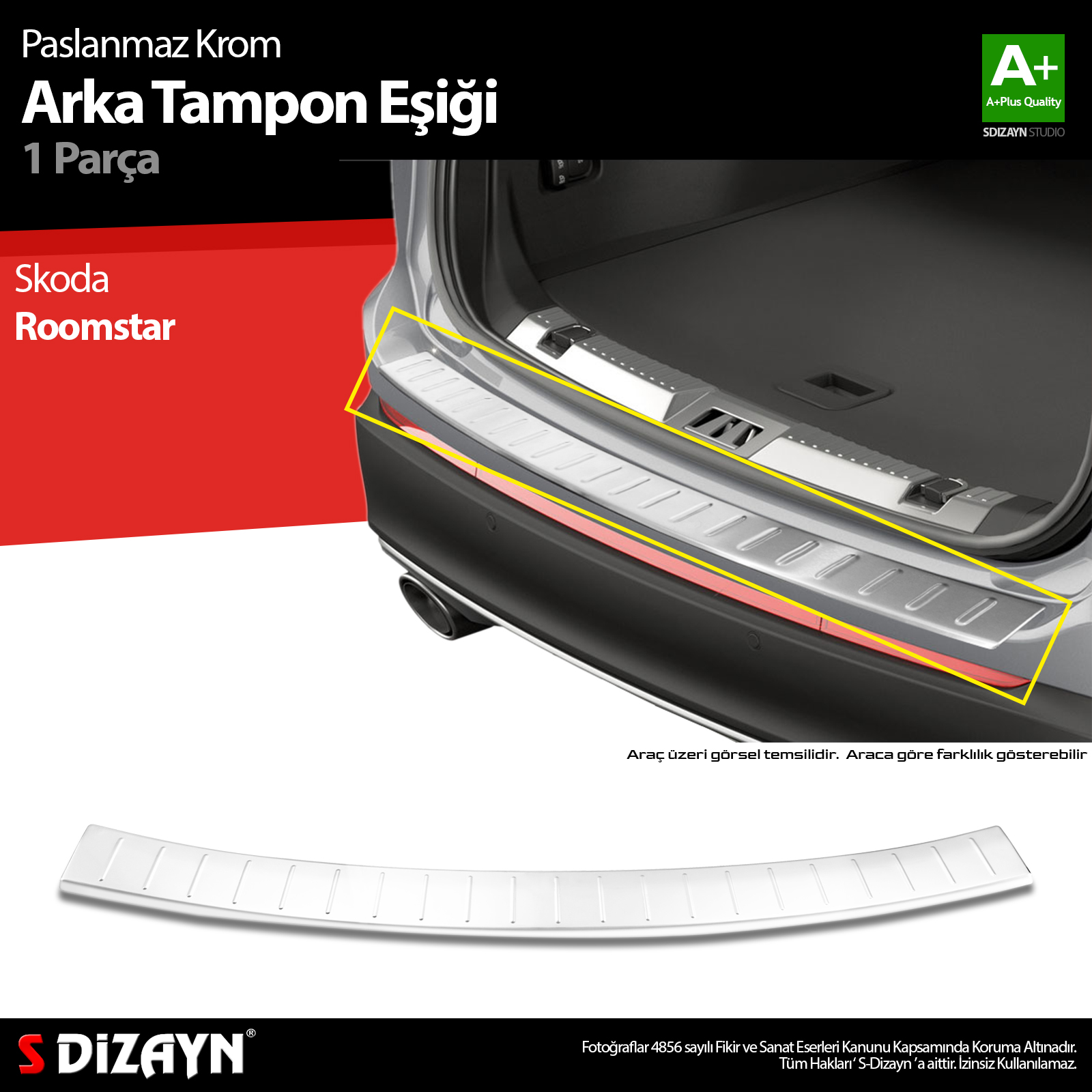 S-Dizayn Skoda Roomstar Krom Arka Tampon Eşiği 2006-2016 A+ Kalite S-Dizayn Skoda Roomstar Krom Arka Tampon Eşiği 2006-2016 A+ Kalite