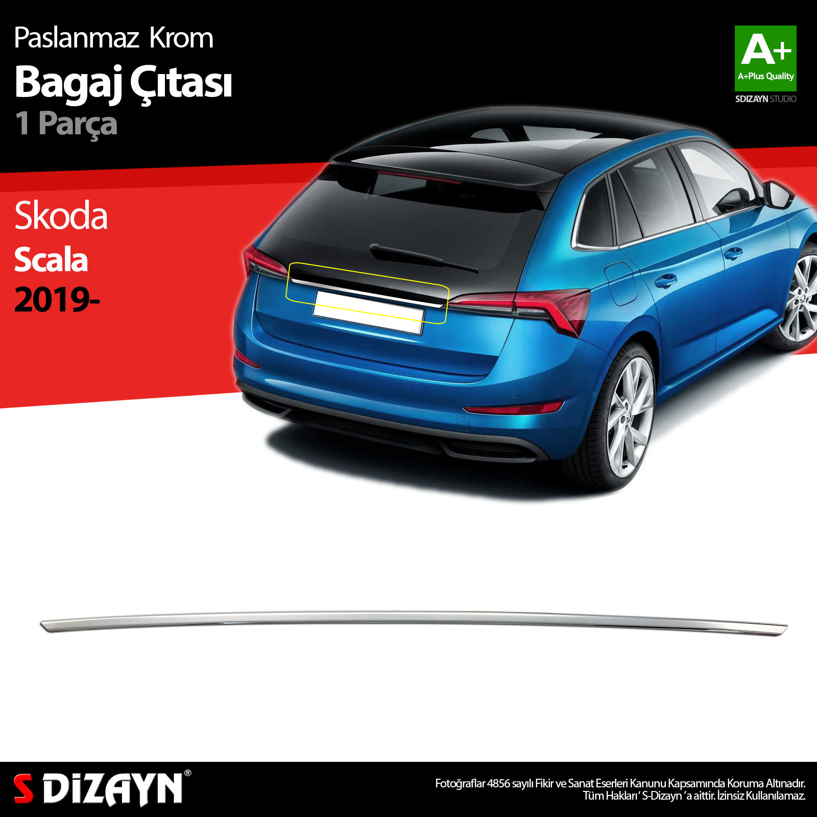 S-Dizayn Skoda Scala Krom Bagaj Çıtası 2019-2023 S-Dizayn Skoda Scala Krom Bagaj Çıtası 2019-2023