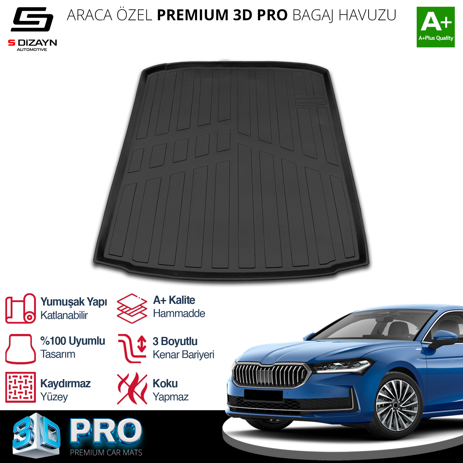 S-Dizayn Skoda SuperB 3D Pro Bagaj Havuzu 2024 Üzeri A+ Kalite S-Dizayn Skoda SuperB 3D Pro Bagaj Havuzu 2024 Üzeri A+ Kalite
