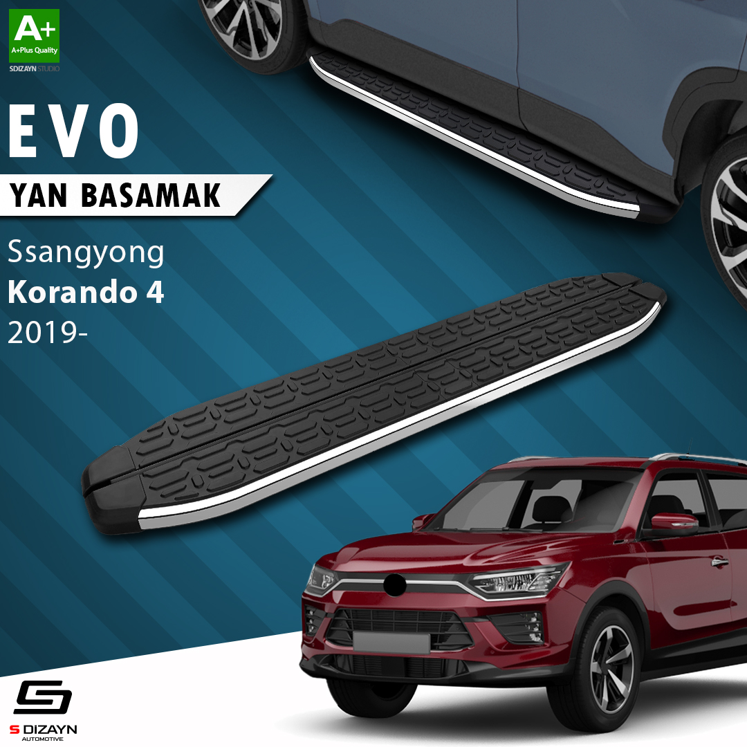 S-Dizayn Ssangyong Korando Evo Krom Yan Basamak 183 Cm 2019 Üzeri A+ Kalite S-Dizayn Ssangyong Korando Evo Krom Yan Basamak 183 Cm 2019 Üzeri A+ Kalite