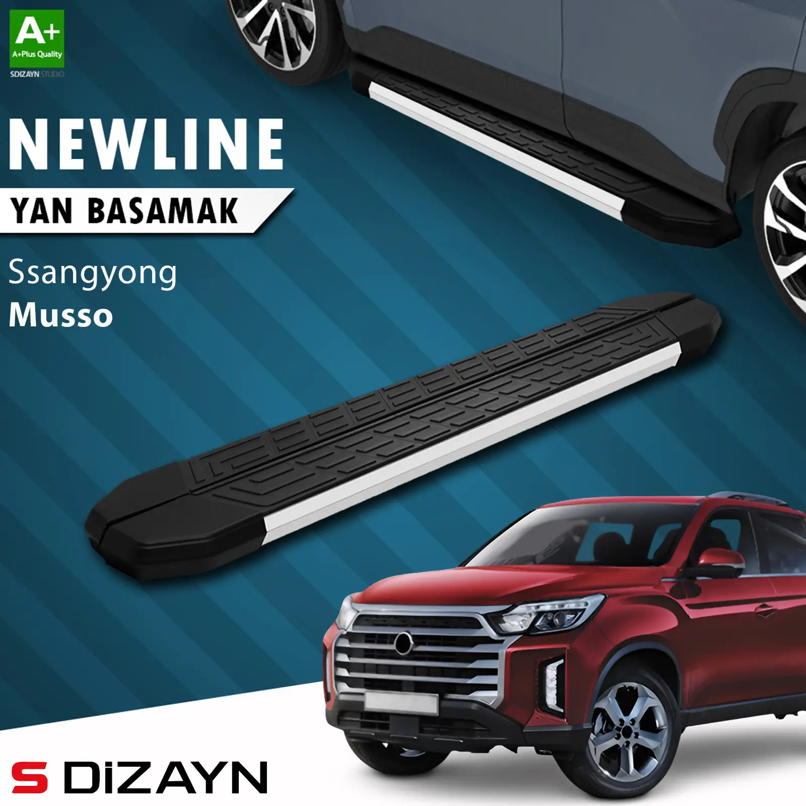 S-Dizayn Ssangyong Musso NewLine Aluminyum Yan Basamak 213 Cm 2018-2026 A+ Kalite