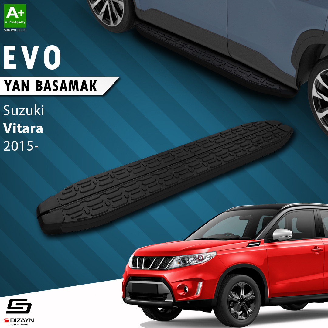 S-Dizayn Suzuki Vitara 4 Evo Siyah Yan Basamak 163 Cm 2015 Üzeri A+ Kalite S-Dizayn Suzuki Vitara 4 Evo Siyah Yan Basamak 163 Cm 2015 Üzeri A+ Kalite