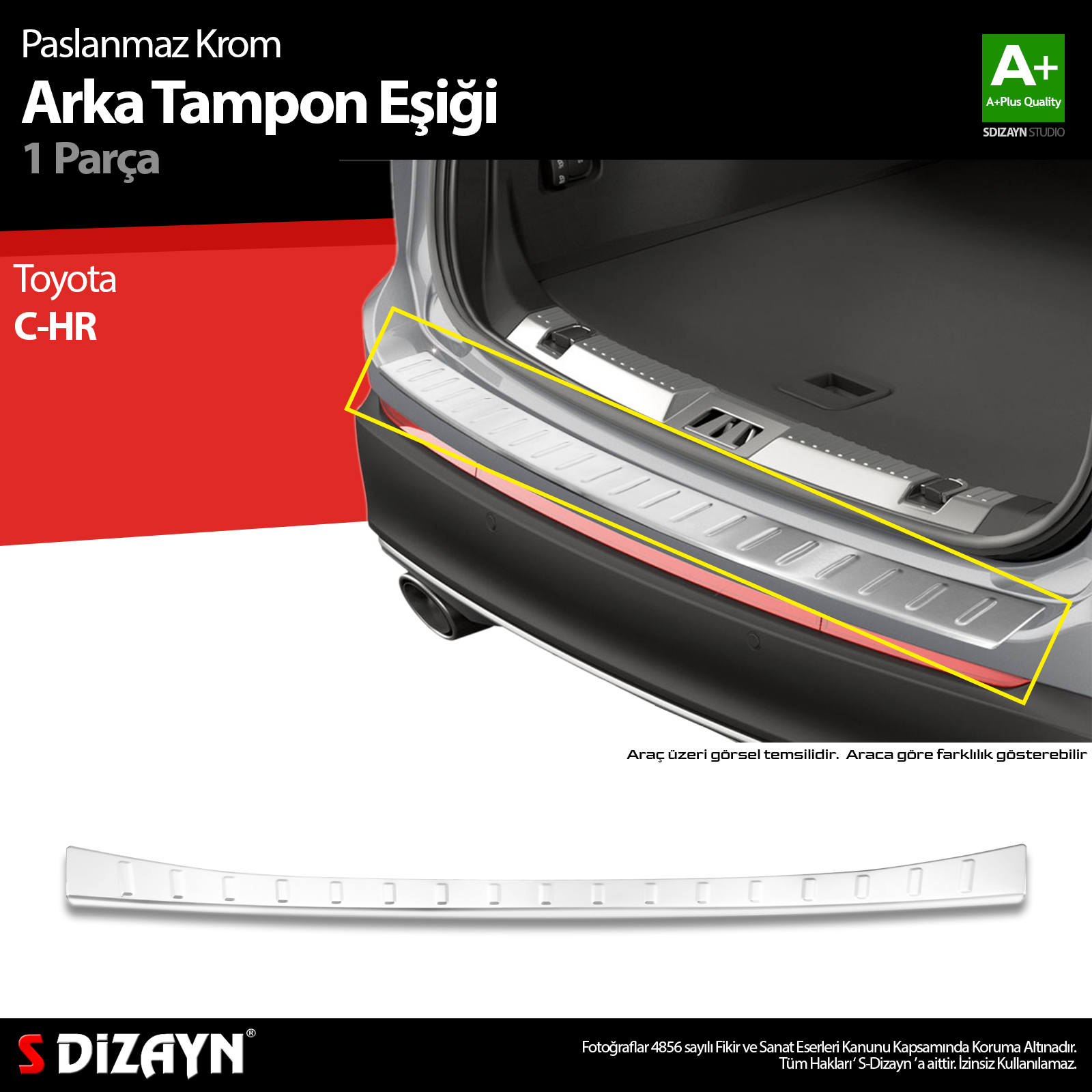 S-Dizayn Toyota C-HR Krom Arka Tampon Eşiği 2018 Üzeri A+ Kalite S-Dizayn Toyota C-HR Krom Arka Tampon Eşiği 2018 Üzeri A+ Kalite
