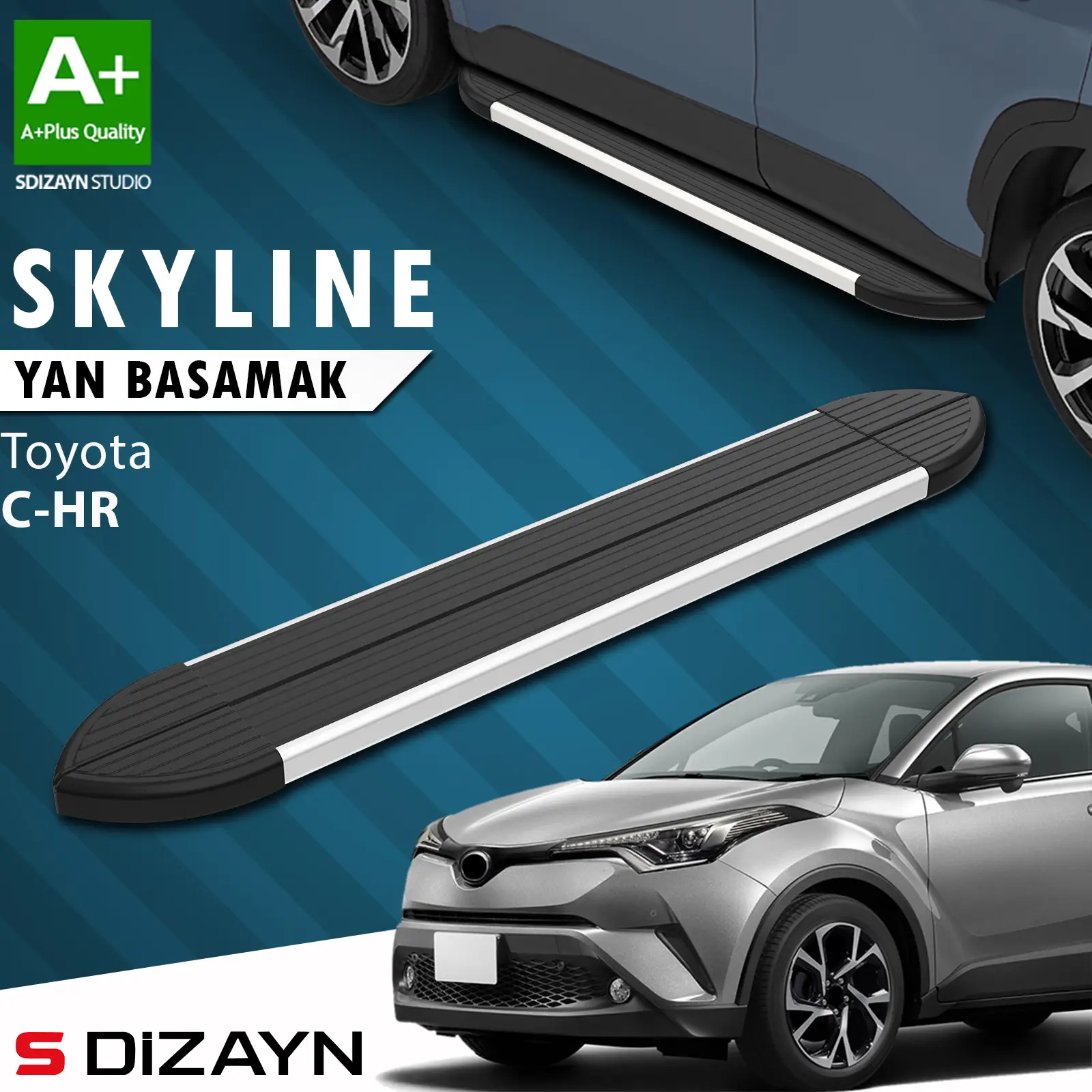 Toyota C-HR Skyline Aluminyum Yan Basamak 173 Cm 2016-2023 A+ Kalite