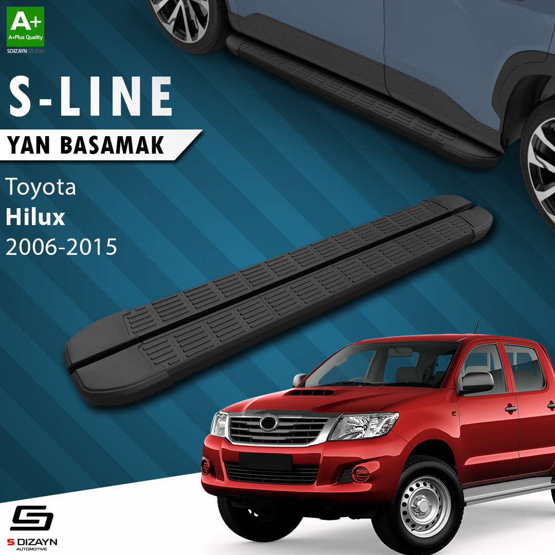 S-Dizayn Toyota Hilux 7 S-Line Siyah Yan Basamak 203 Cm 2006-2015 A+ Kalite S-Dizayn Toyota Hilux 7 S-Line Siyah Yan Basamak 203 Cm 2006-2015 A+ Kalite