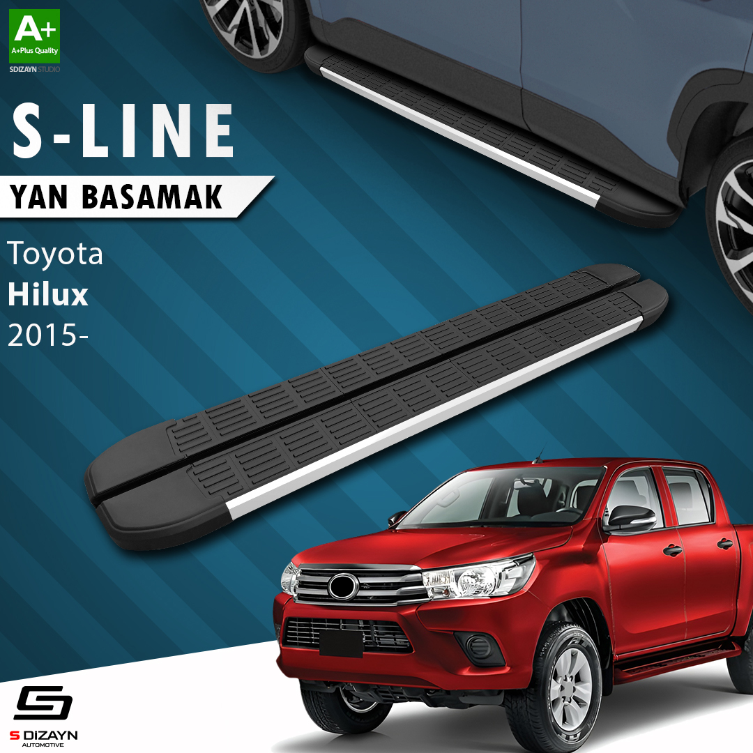 S-Dizayn Toyota Hilux 8 S-Line Aluminyum Yan Basamak 203 Cm 2015 Üzeri A+ Kalite S-Dizayn Toyota Hilux 8 S-Line Aluminyum Yan Basamak 203 Cm 2015 Üzeri A+ Kalite
