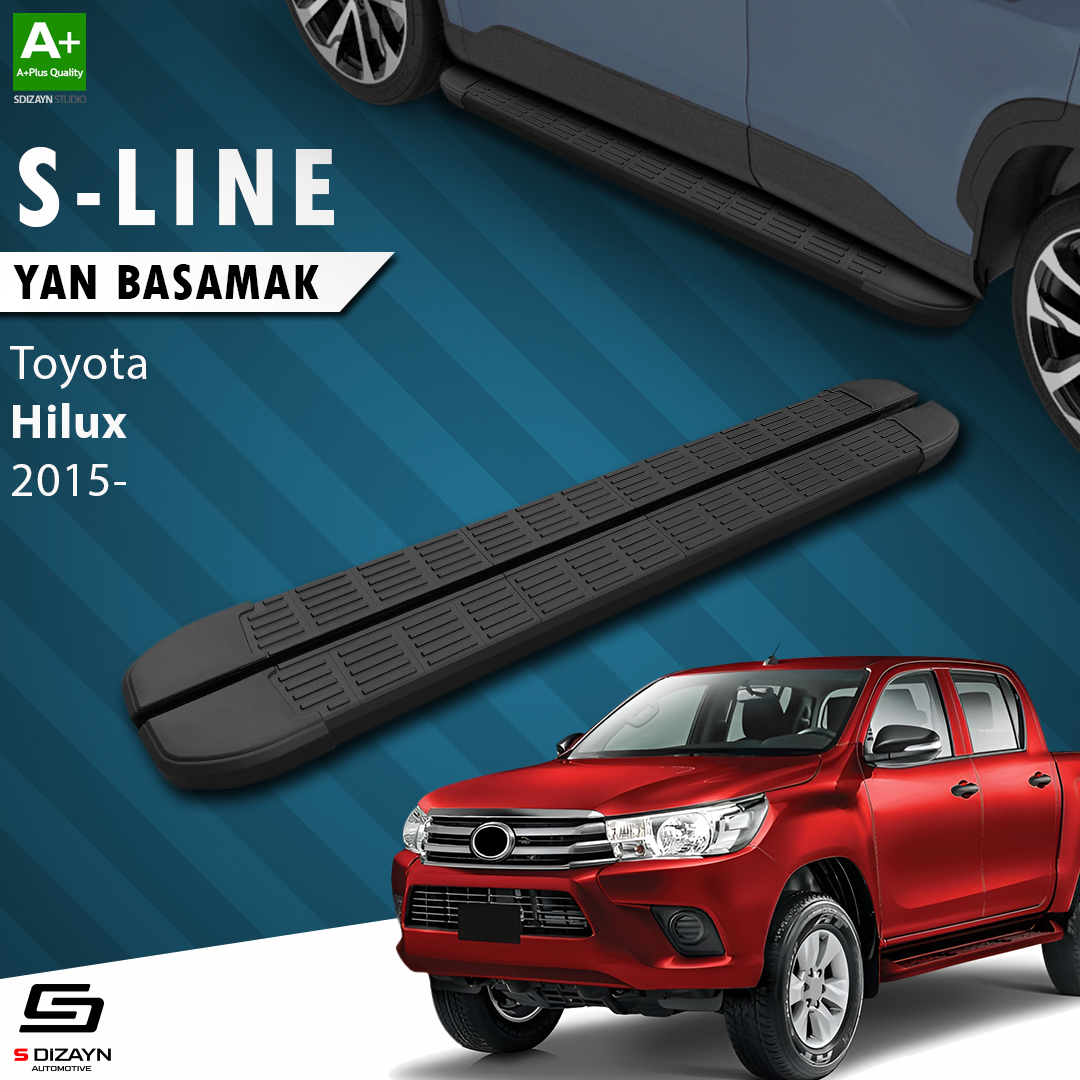 S-Dizayn Toyota Hilux 8 S-Line Siyah Yan Basamak 203 Cm 2015 Üzeri A+ Kalite S-Dizayn Toyota Hilux 8 S-Line Siyah Yan Basamak 203 Cm 2015 Üzeri A+ Kalite
