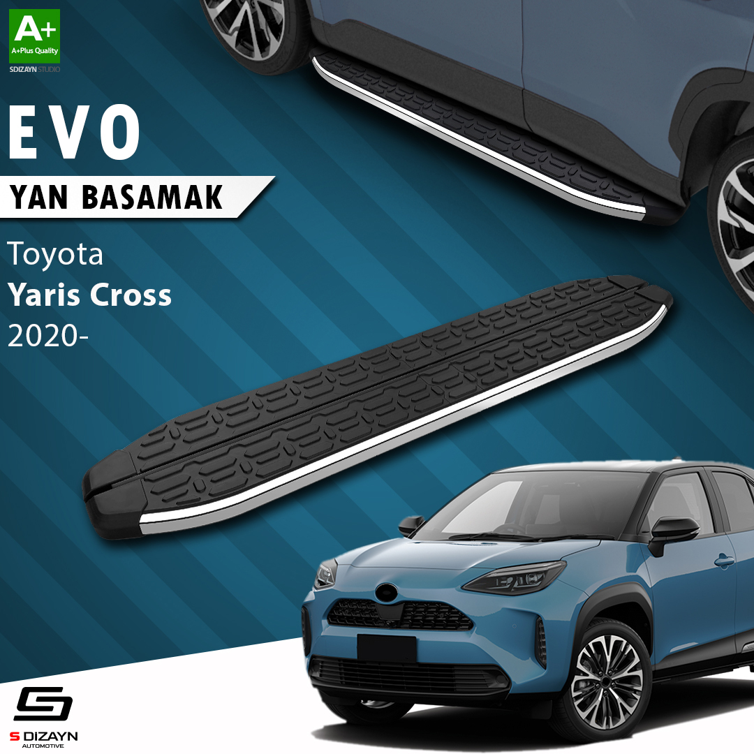 S-Dizayn Toyota Yaris Cross Evo Krom Yan Basamak 173 Cm 2020 Üzeri A+ Kalite S-Dizayn Toyota Yaris Cross Evo Krom Yan Basamak 173 Cm 2020 Üzeri A+ Kalite