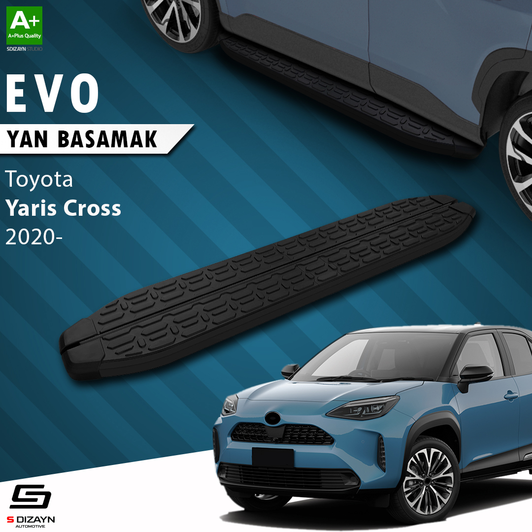 S-Dizayn Toyota Yaris Cross Evo Siyah Yan Basamak 173 Cm 2020 Üzeri A+ Kalite S-Dizayn Toyota Yaris Cross Evo Siyah Yan Basamak 173 Cm 2020 Üzeri A+ Kalite