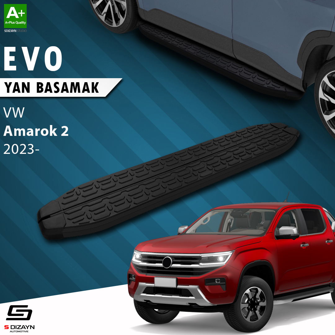 S-Dizayn VW Amarok 2 Evo Siyah Yan Basamak 203 Cm 2023 Üzeri A+ Kalite S-Dizayn VW Amarok 2 Evo Siyah Yan Basamak 203 Cm 2023 Üzeri A+ Kalite