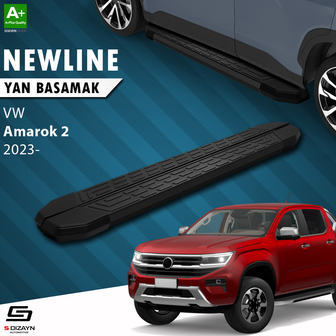 S-Dizayn VW Amarok 2 NewLine Siyah Yan Basamak 203 Cm 2023 Üzeri A+ Kalite S-Dizayn VW Amarok 2 NewLine Siyah Yan Basamak 203 Cm 2023 Üzeri A+ Kalite