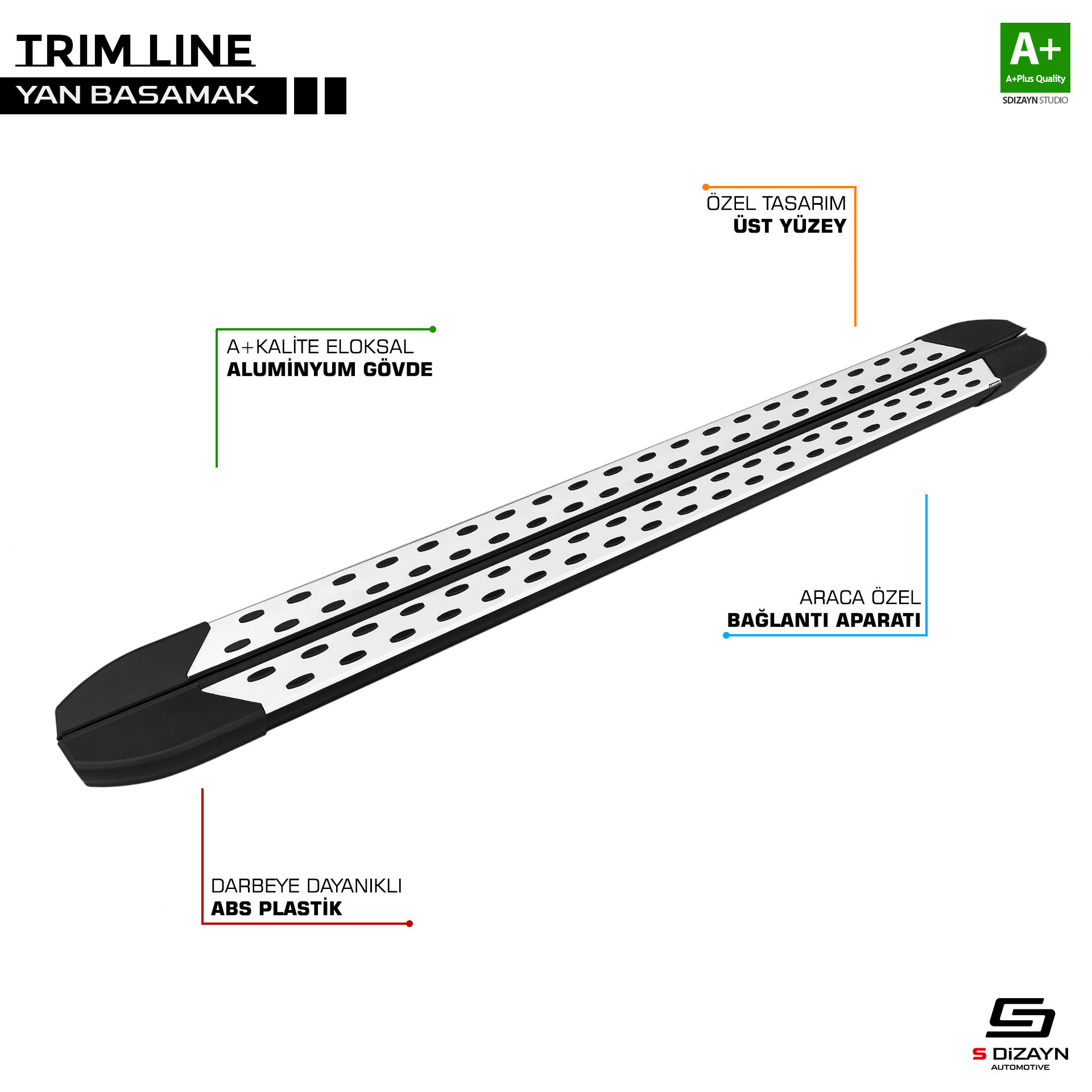 S-Dizayn VW Caddy 3 Uzun Şase TrimLine Gri Yan Basamak 225 Cm 2004-2020 A+ Kalite S-Dizayn VW Caddy 3 Uzun Şase TrimLine Gri Yan Basamak 225 Cm 2004-2020 A+ Kalite