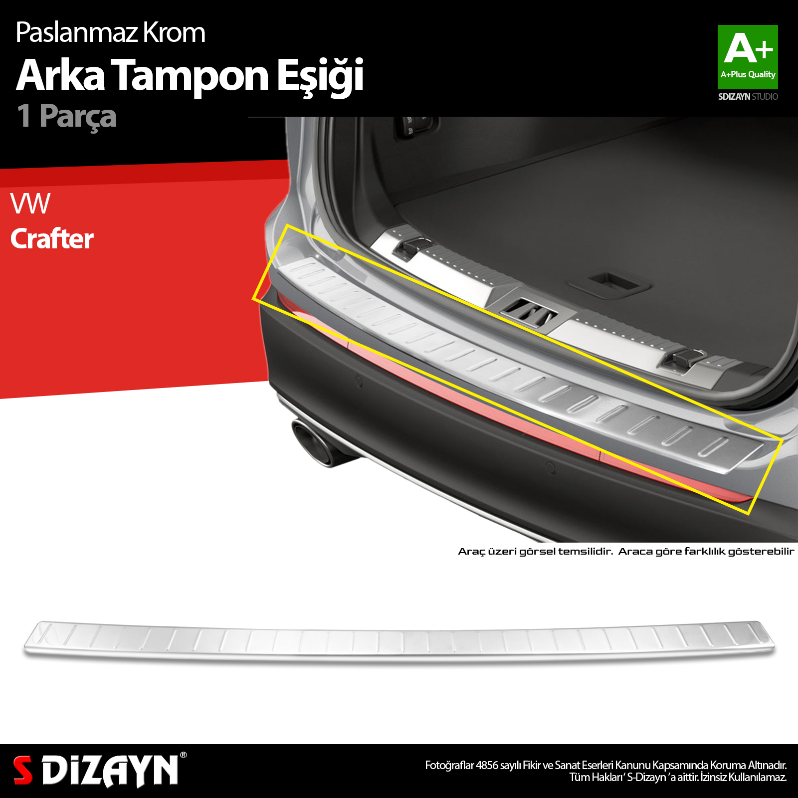 S-Dizayn VW Crafter Krom Arka Tampon Eşiği 2011-2017 A+ Kalite S-Dizayn VW Crafter Krom Arka Tampon Eşiği 2011-2017 A+ Kalite