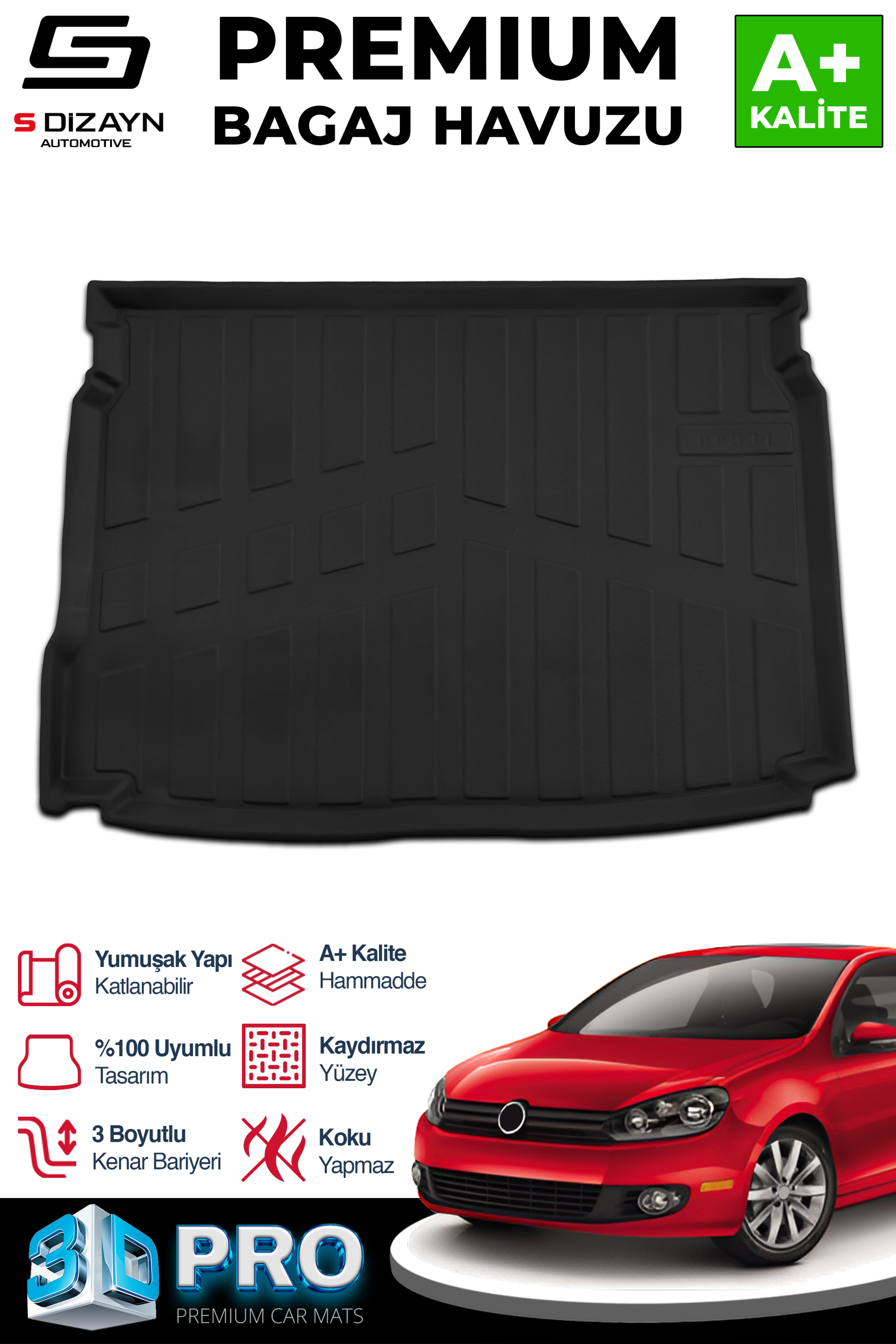 S-Dizayn VW Golf 6 3D Pro Bagaj Havuzu 2008-2012 A+ Kalite S-Dizayn VW Golf 6 3D Pro Bagaj Havuzu 2008-2012 A+ Kalite