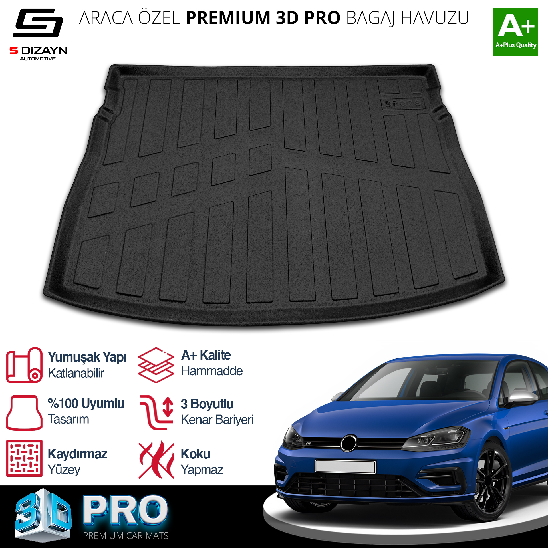 S-Dizayn VW Golf 7 3D Pro Bagaj Havuzu Üst Bagaj 2012-2020 A+ Kalite S-Dizayn VW Golf 7 3D Pro Bagaj Havuzu Üst Bagaj 2012-2020 A+ Kalite