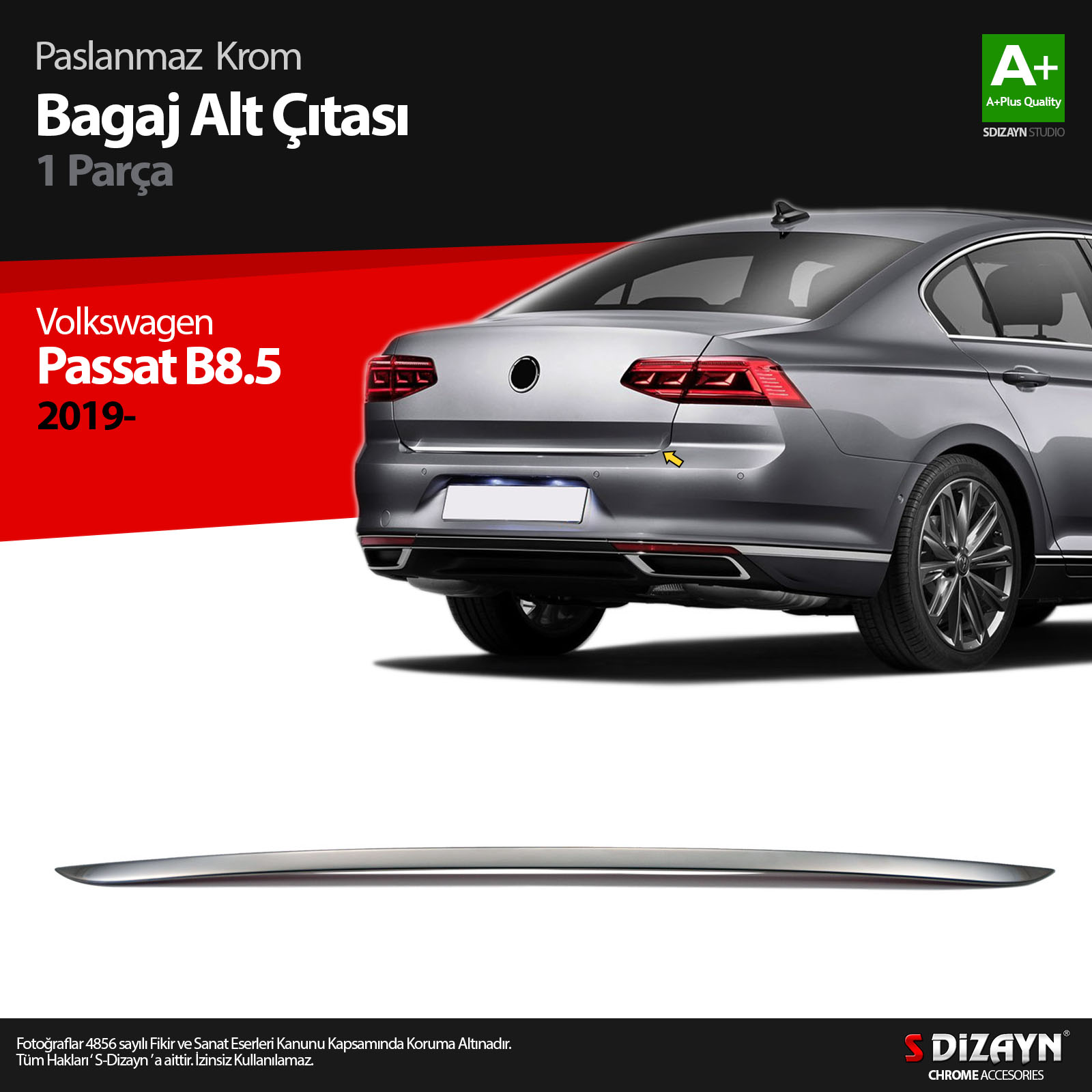 S-Dizayn VW Passat B8.5 Krom Bagaj Alt Çıtası 2019-2023 S-Dizayn VW Passat B8.5 Krom Bagaj Alt Çıtası 2019-2023