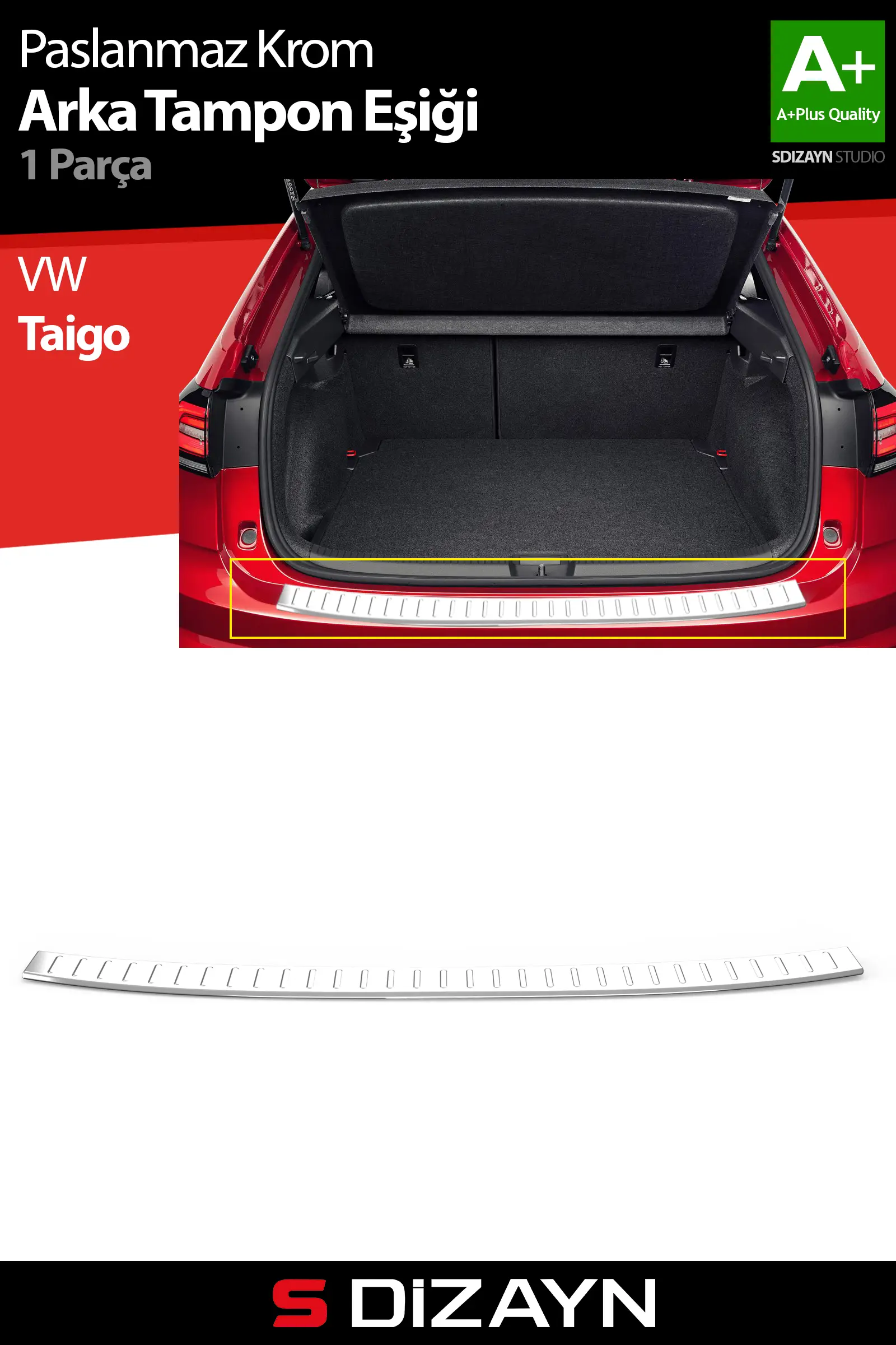 S-Dizayn VW Taigo Krom Arka Tampon Eşiği 2020 Üzeri A+ Kalite