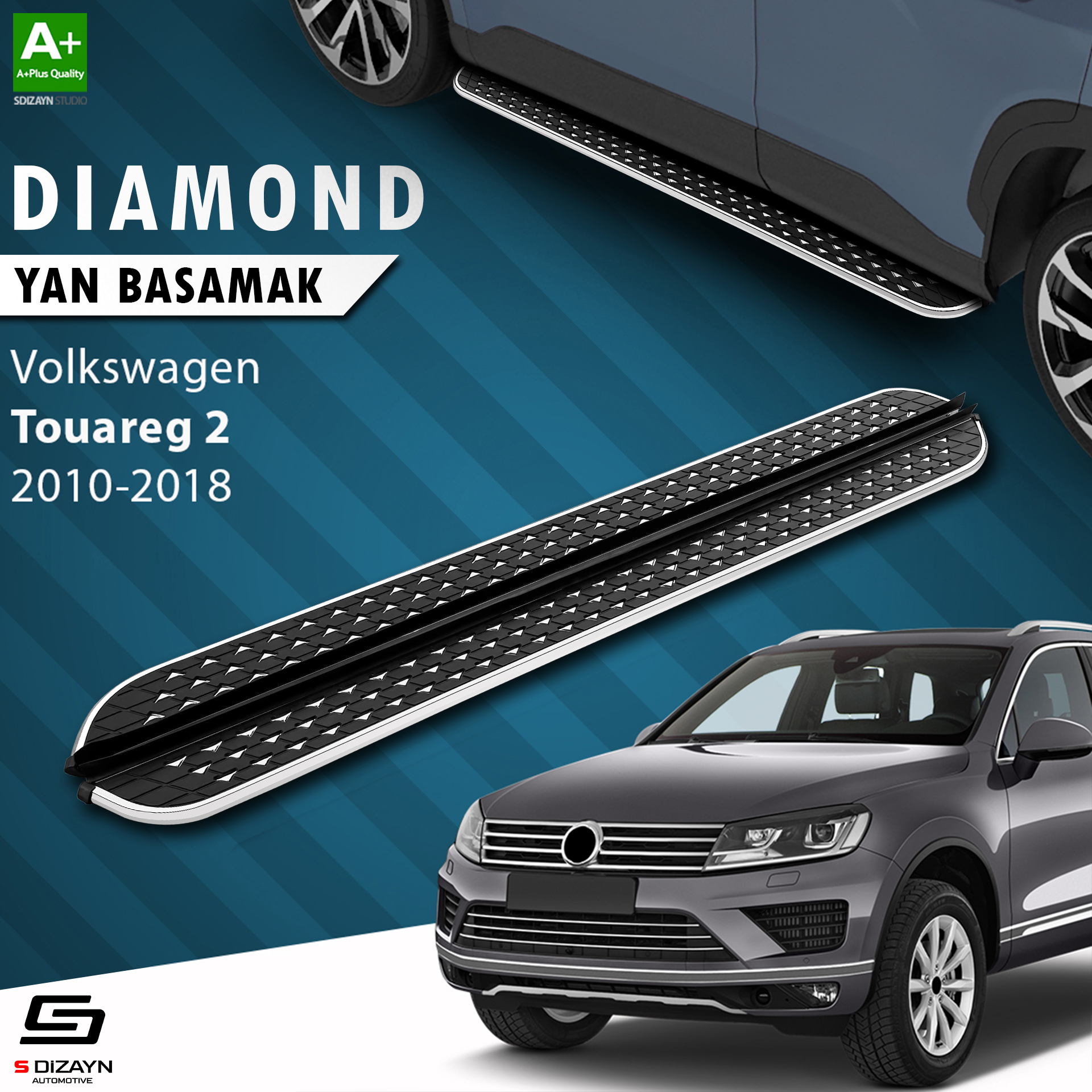 S-Dizayn VW Touareg 2 Diamond Krom Yan Basamak 193 Cm 2010-2018 A+ Kalite S-Dizayn VW Touareg 2 Diamond Krom Yan Basamak 193 Cm 2010-2018 A+ Kalite