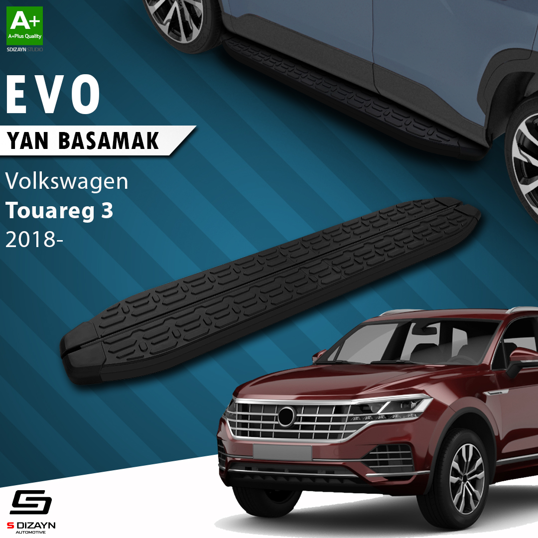 S-Dizayn VW Touareg 3 Evo Siyah Yan Basamak 193 Cm 2018 Üzeri A+ Kalite S-Dizayn VW Touareg 3 Evo Siyah Yan Basamak 193 Cm 2018 Üzeri A+ Kalite