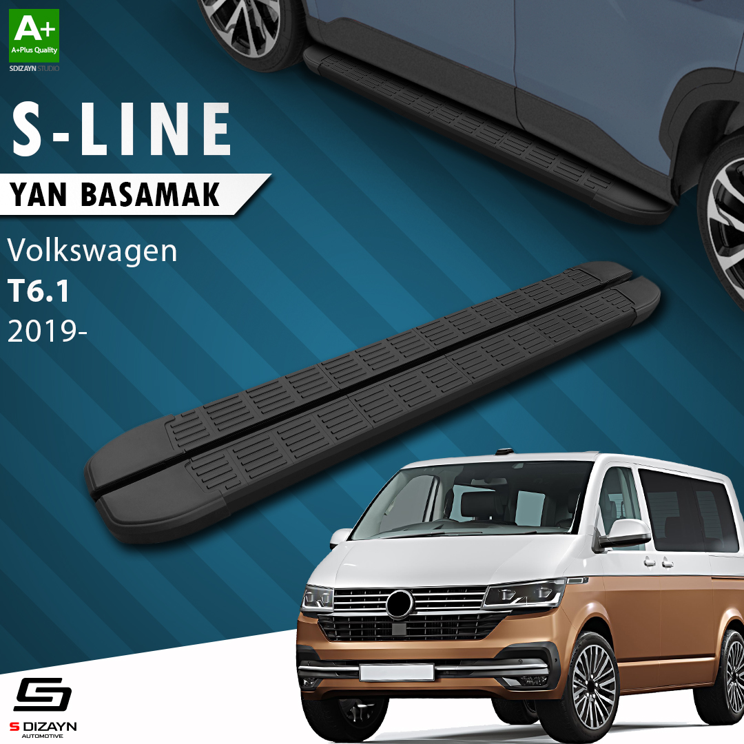 S-Dizayn VW Transporter T6.1 Kısa Şase S-Line Siyah Yan Basamak 213 Cm 2019-2025 A+ Kalite S-Dizayn VW Transporter T6.1 Kısa Şase S-Line Siyah Yan Basamak 213 Cm 2019-2025 A+ Kalite
