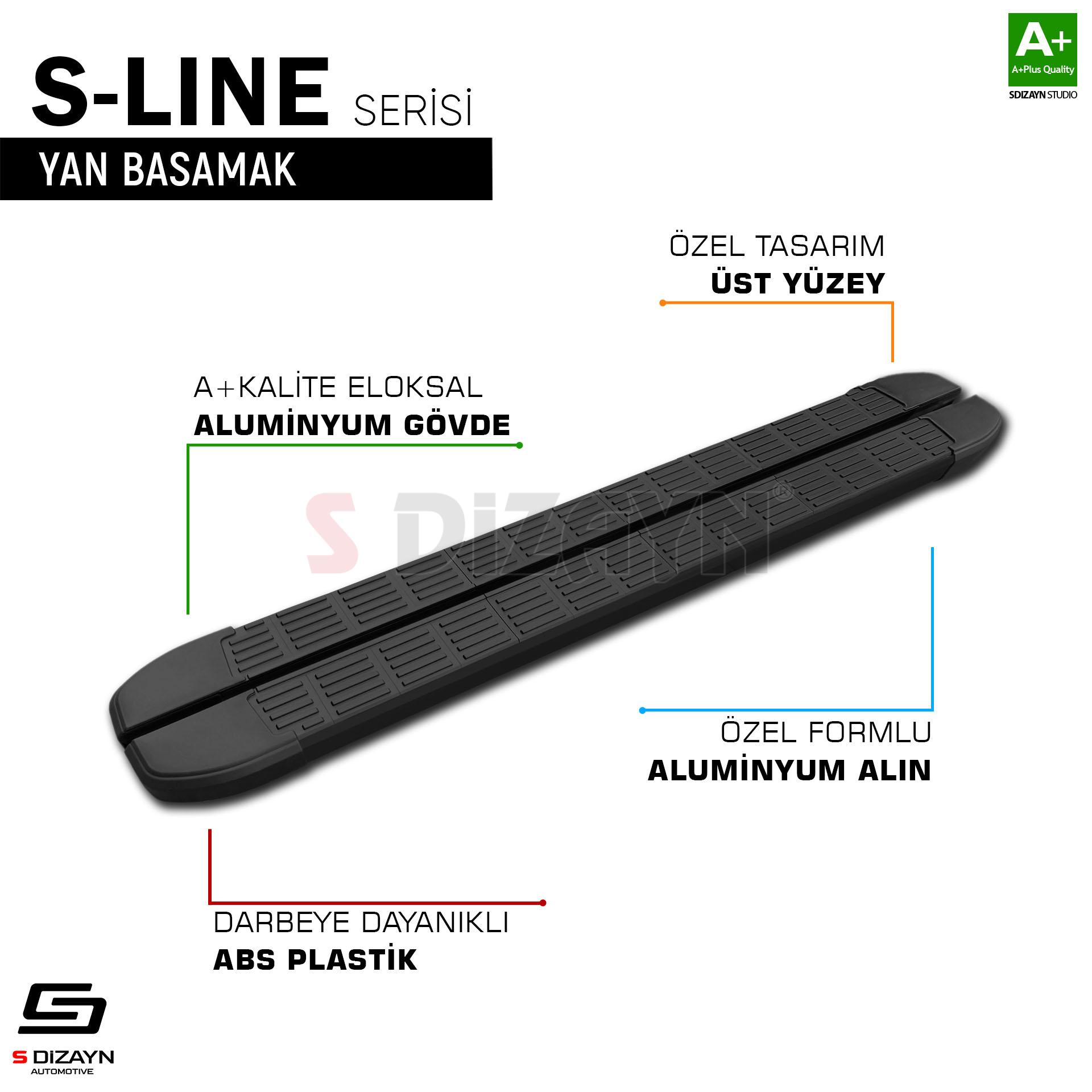 S-Dizayn VW Transporter T6.1 Kısa Şase S-Line Siyah Yan Basamak 213 Cm 2019-2025 A+ Kalite S-Dizayn VW Transporter T6.1 Kısa Şase S-Line Siyah Yan Basamak 213 Cm 2019-2025 A+ Kalite
