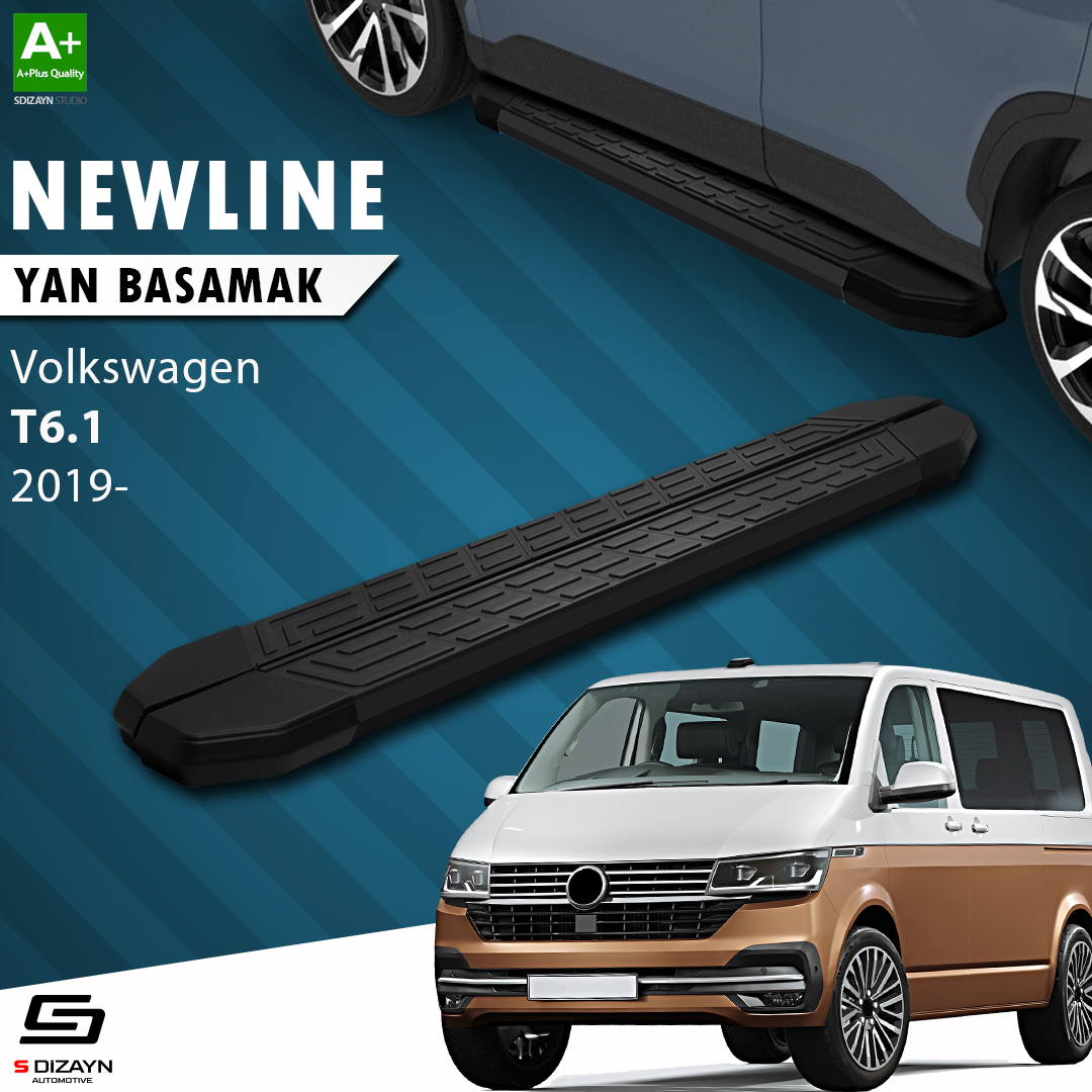 S-Dizayn VW Transporter T6.1 Uzun Şase NewLine Siyah Yan Basamak 253 Cm 2019-2025 A+ Kalite S-Dizayn VW Transporter T6.1 Uzun Şase NewLine Siyah Yan Basamak 253 Cm 2019-2025 A+ Kalite