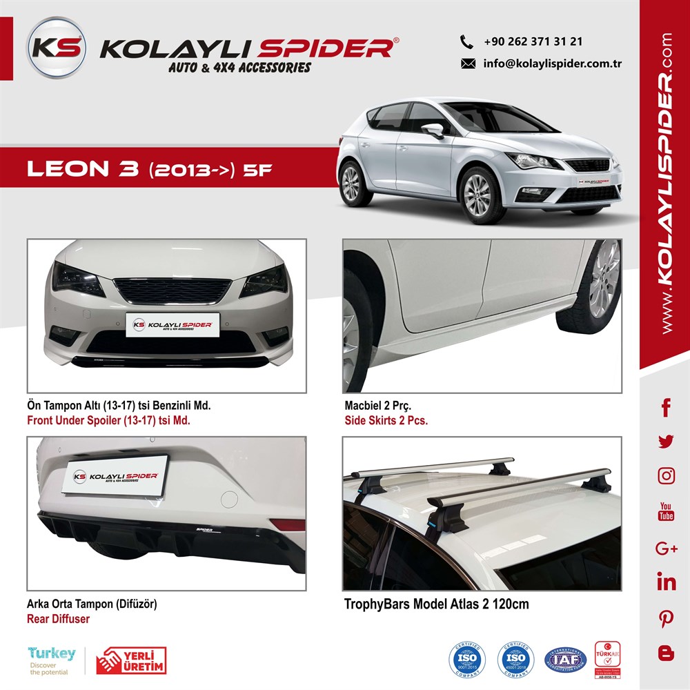 Seat Leon 3 5F Cam Çıtası 8 Prç Krom 2013 ve Sonrası Seat Leon 3 5F Cam Çıtası 8 Prç Krom 2013 ve Sonrası