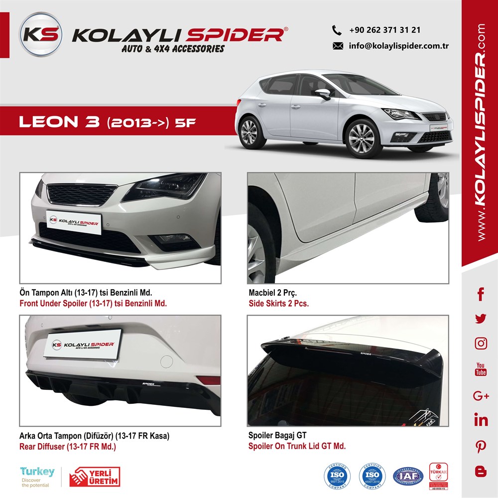 Seat Leon 3 5F Cam Çıtası 8 Prç Krom 2013 ve Sonrası Seat Leon 3 5F Cam Çıtası 8 Prç Krom 2013 ve Sonrası
