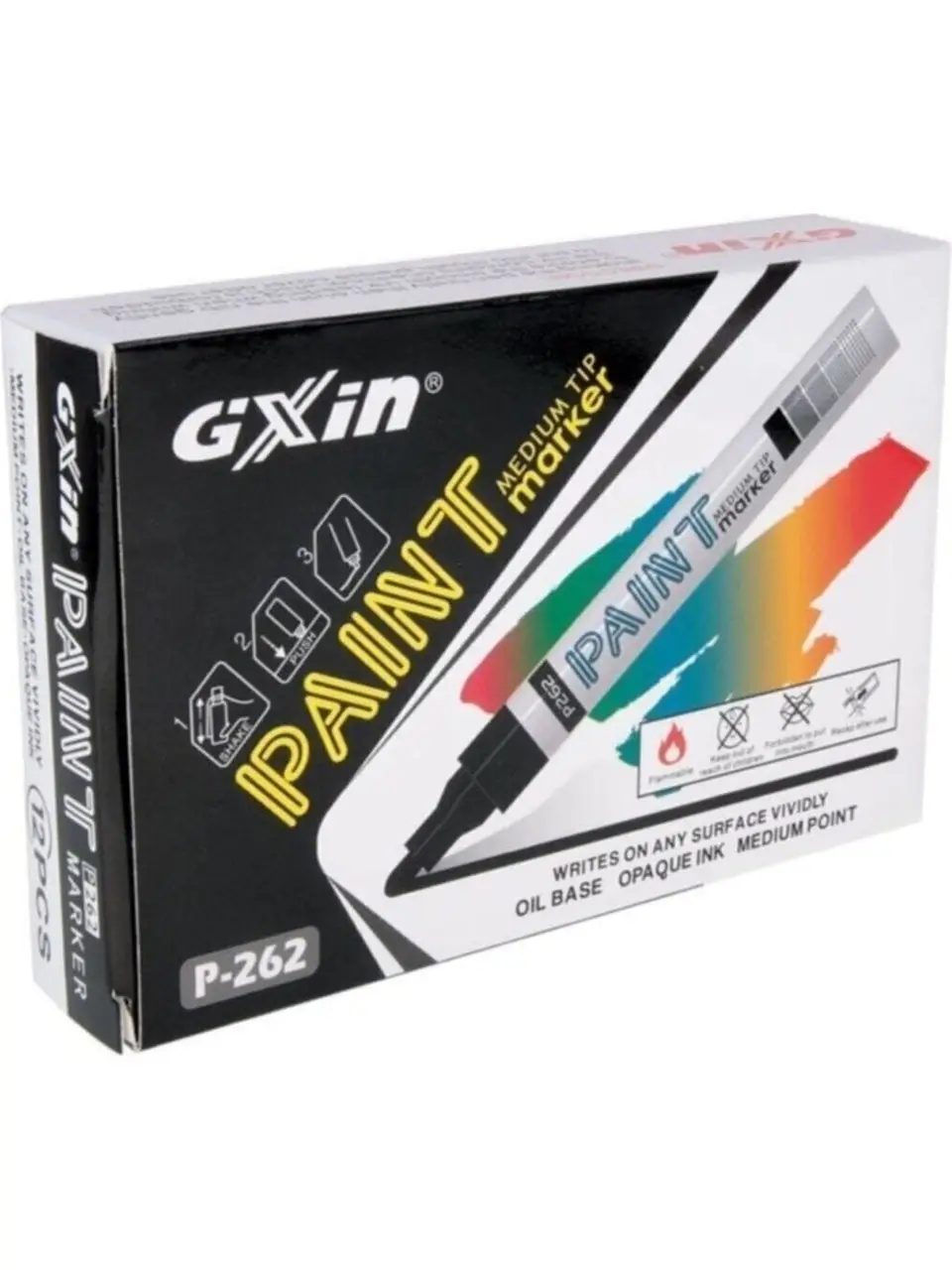 Siyah Lastik Yazı Kalemi Gxın Paint Markör Siyah (Adet Fiyatıdır)
