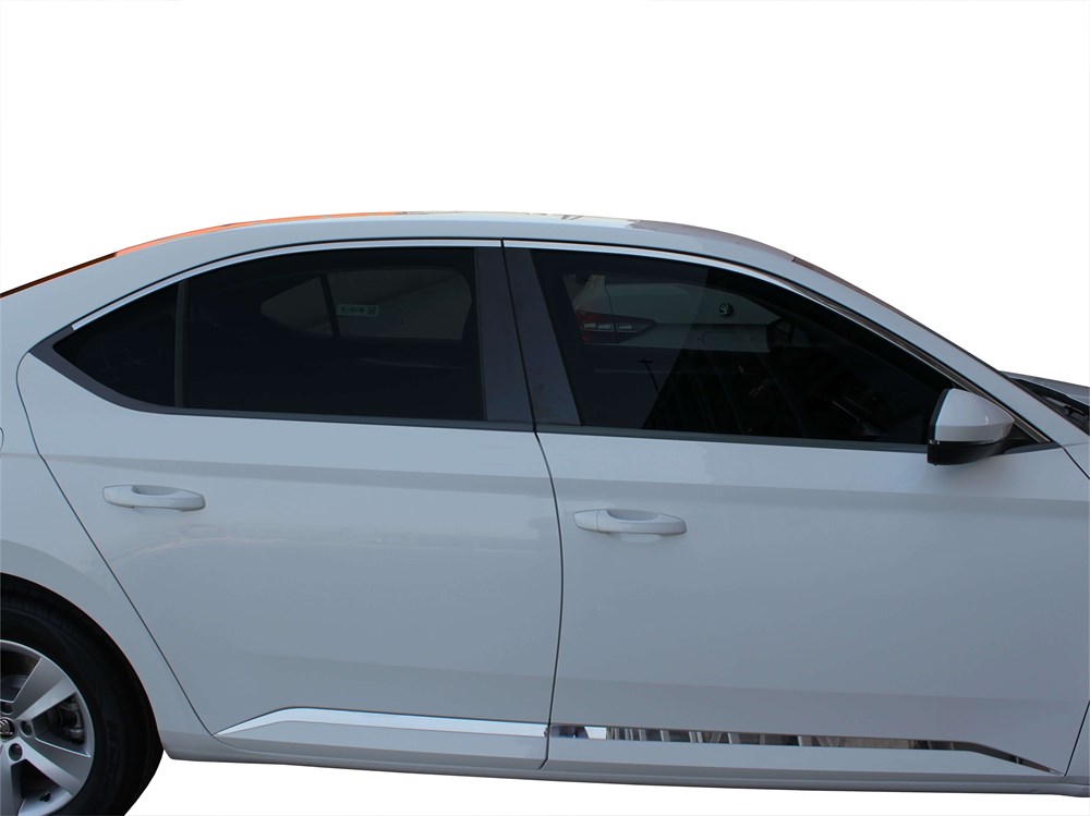 Skoda Super B8 Cam Üst Çıtası 4 Prç Krom 2015 ve Sonrası Skoda Super B8 Cam Üst Çıtası 4 Prç Krom 2015 ve Sonrası