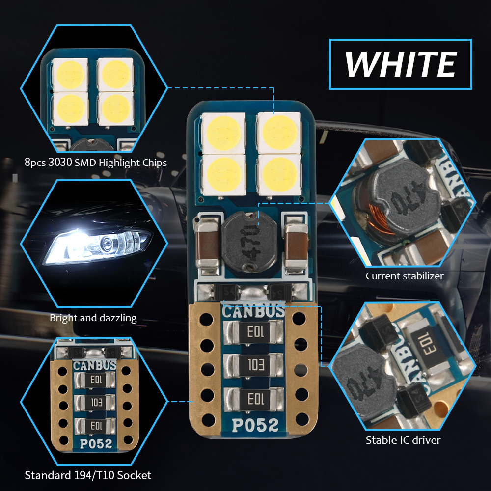 Space Led Ampul T10 8 SMD Canbus`lı Beyaz 2`li Set 12V / LAAM628 Space Led Ampul T10 8 SMD Canbus`lı Beyaz 2`li Set 12V / LAAM628