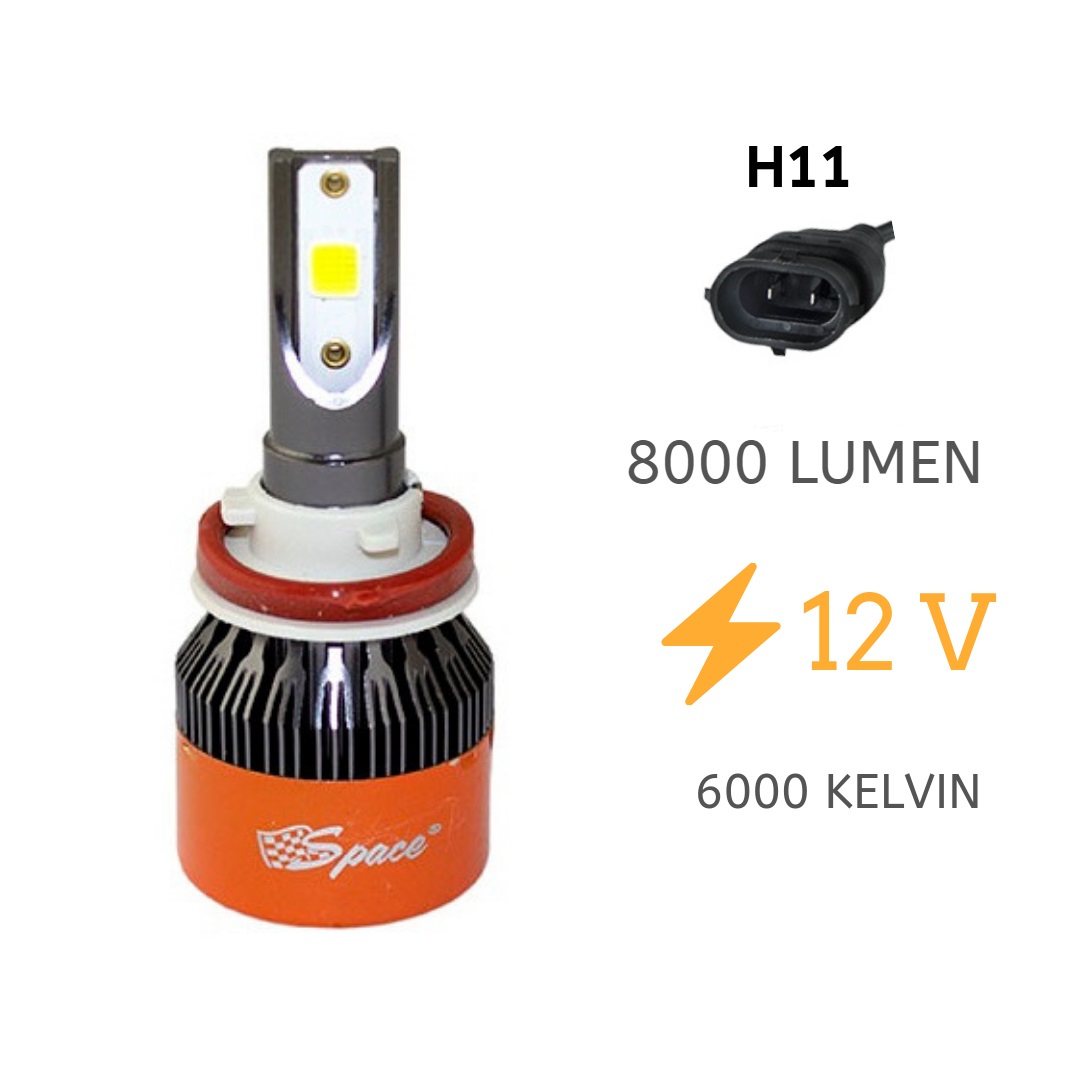 Space Led Far Ampulü Beyaz 48W 12V 8000LM H11 / LAAM92 Space Led Far Ampulü Beyaz 48W 12V 8000LM H11 / LAAM92