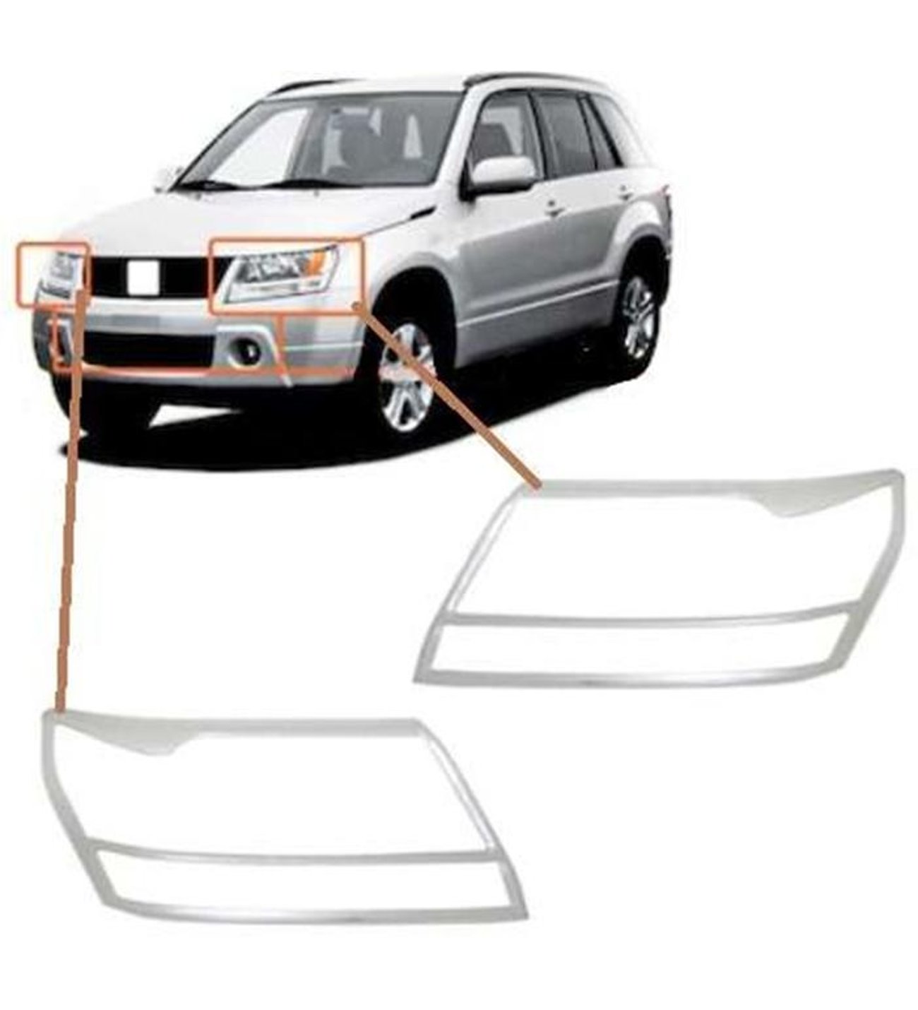 Suzuki Grand Uyumlu Vitara 2007 2012 Ön Far Kaplama Abs (Plastik) Suzuki Grand Uyumlu Vitara 2007 2012 Ön Far Kaplama Abs (Plastik)