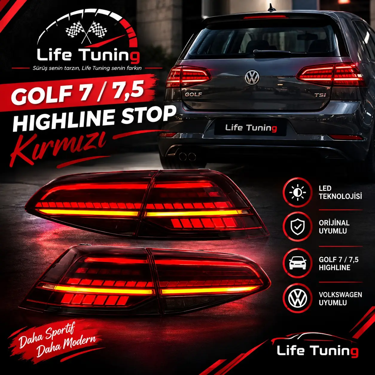Volkswagen Golf 7 / 7.5 Highline Stop Kırmızı